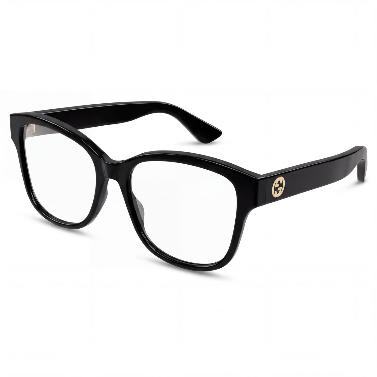 Gafas graduadas cuadradas Gucci GG1340O de montura completa de plástico negro con logo dorado para mujer, lentes de plástico transparente de 54 mm, Photo 1