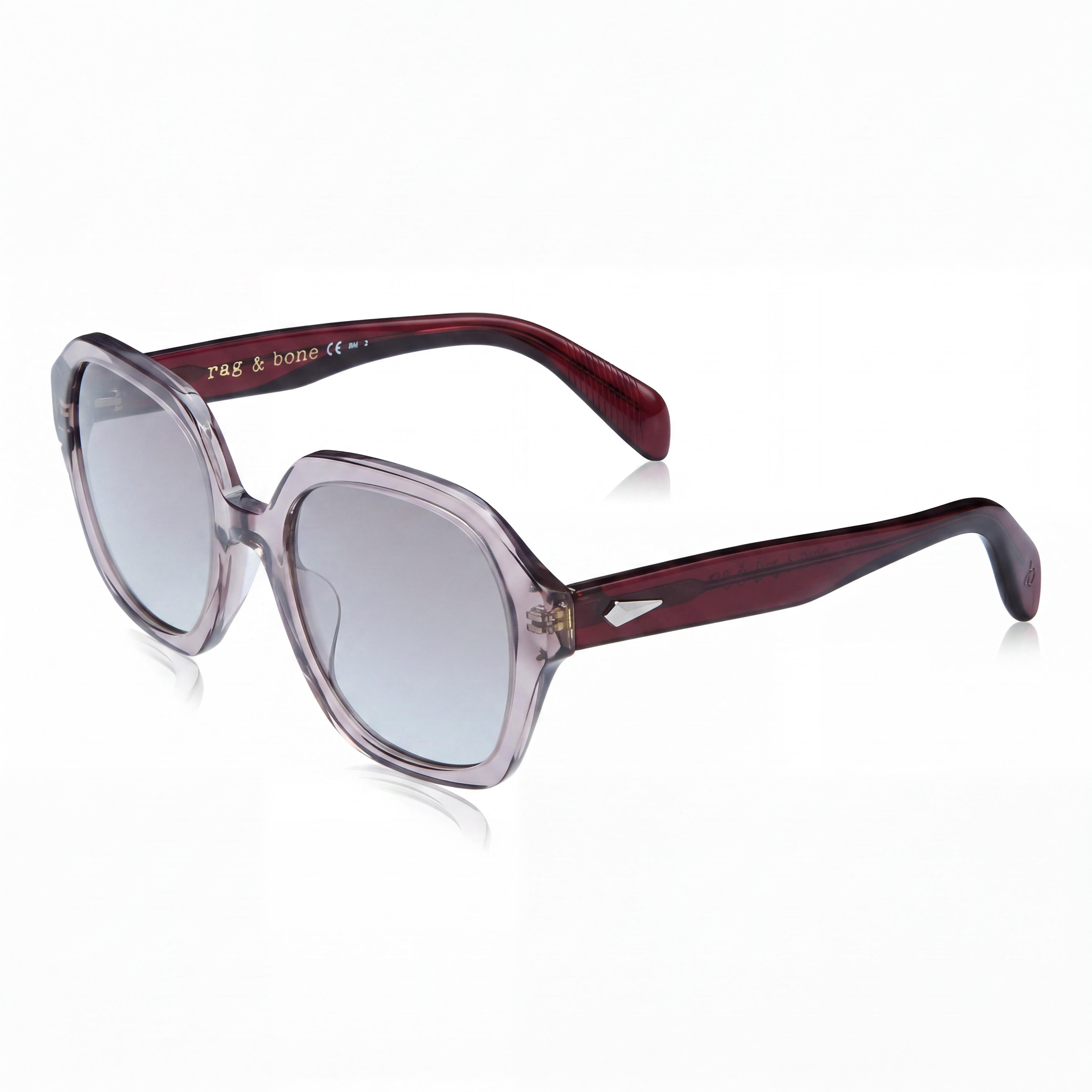 Gafas de sol modernas Rag & Bone para mujer, con montura octogonal de acetato, color gris, protección UV, 53 mm, Photo 1