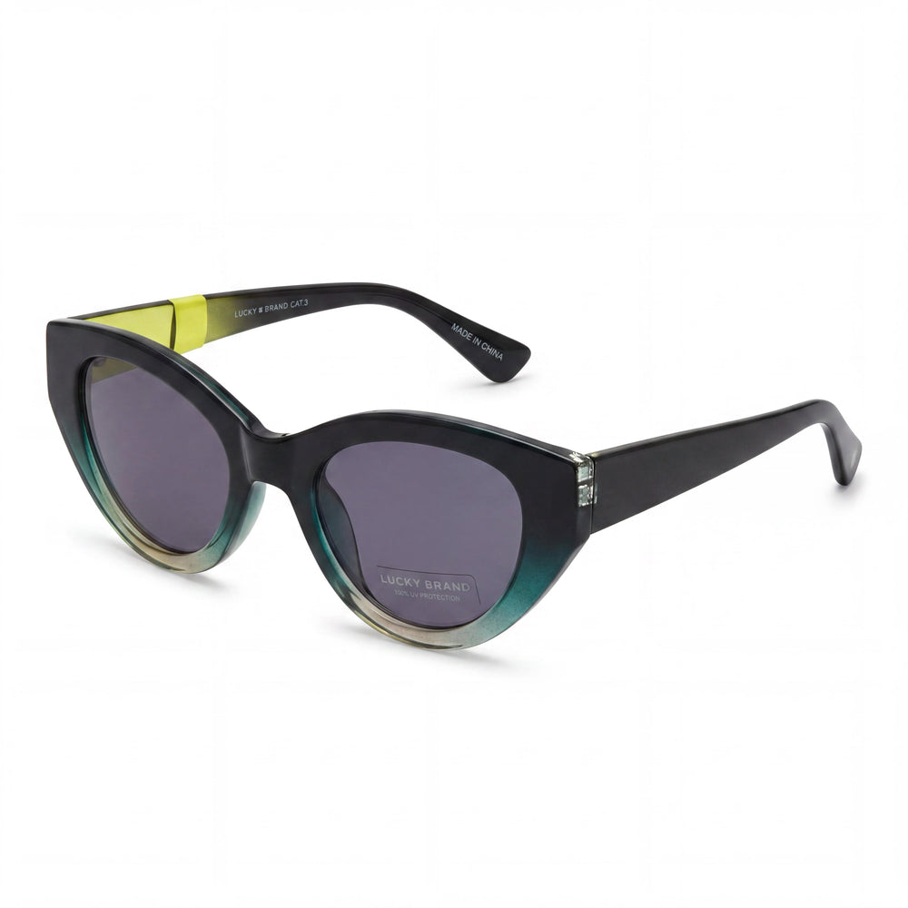 Gafas de sol Lucky Brand para mujer, de plástico, con cristales negros degradados y montura azul degradado, sin polarizar, con protección UV, 50 mm