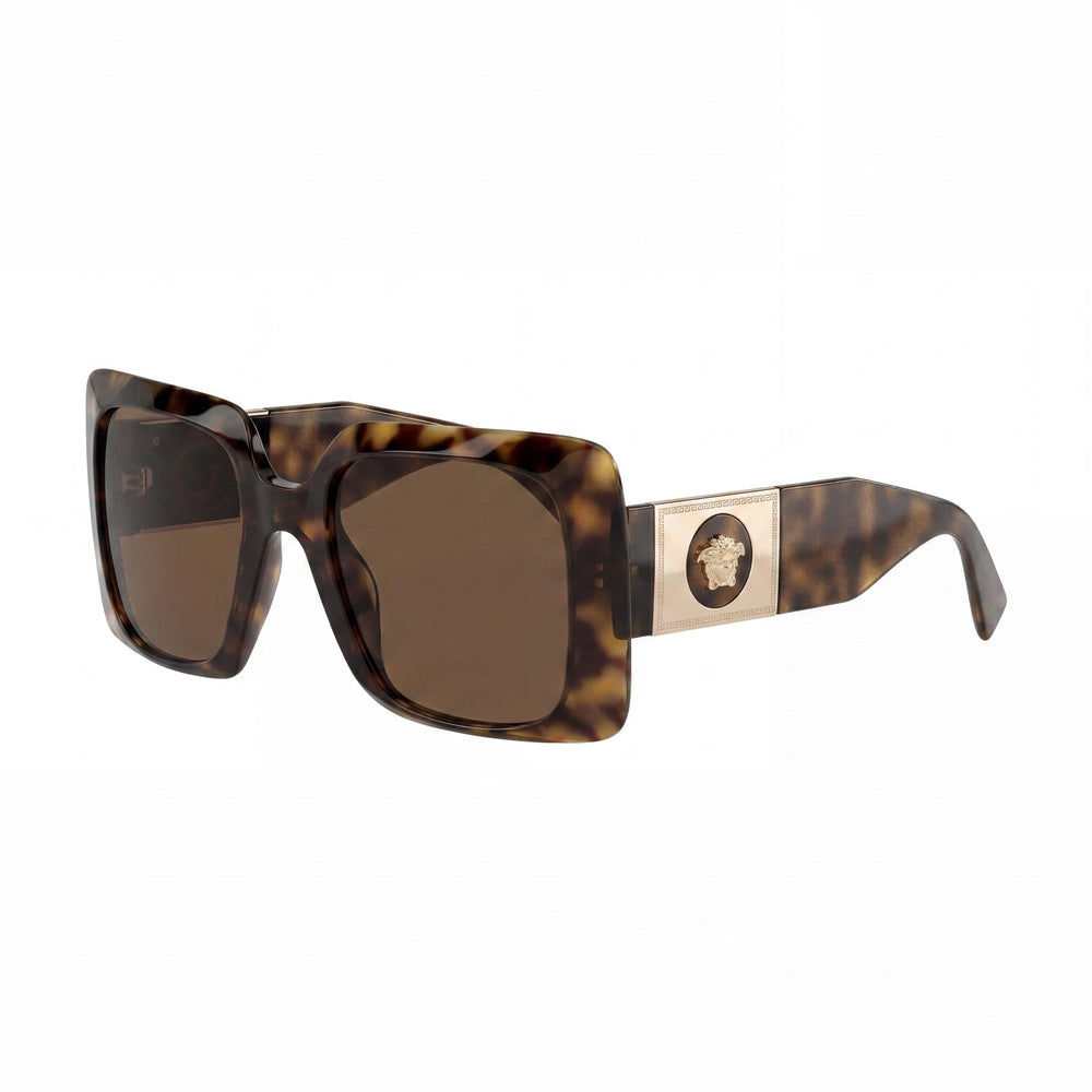 Versace VE4405 Women's Full Rim Sunglasses with Havana Dark Brown Acetate Frame & Dark Brown Lenses, 54mm Lens Width
