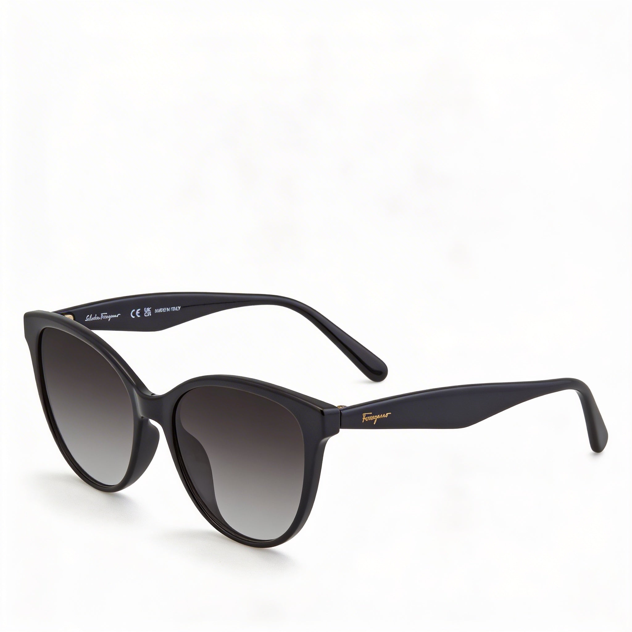 Ferragamo SF1073S Women's Black Plastic Cat Eye Grey Gradient Sunglasses 54mm, Photo 1