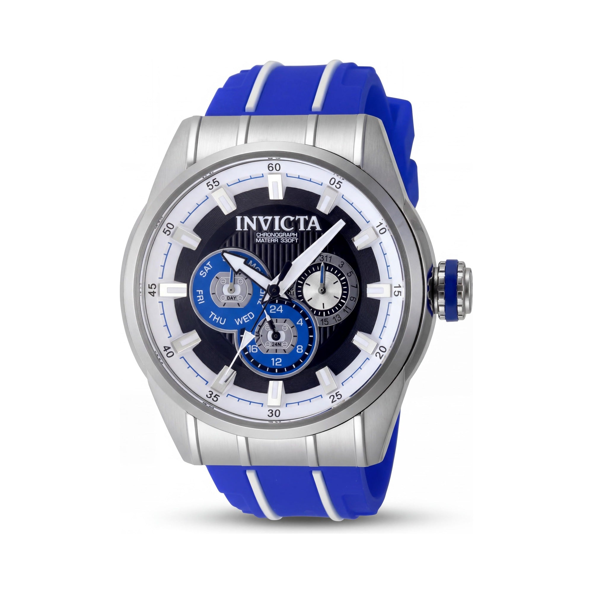 Invicta Speedway 49050 Men's Quartz Watch, 48mm Stainless Steel Case, Blue Dial, Silicone Strap, 10 ATM, Photo 1