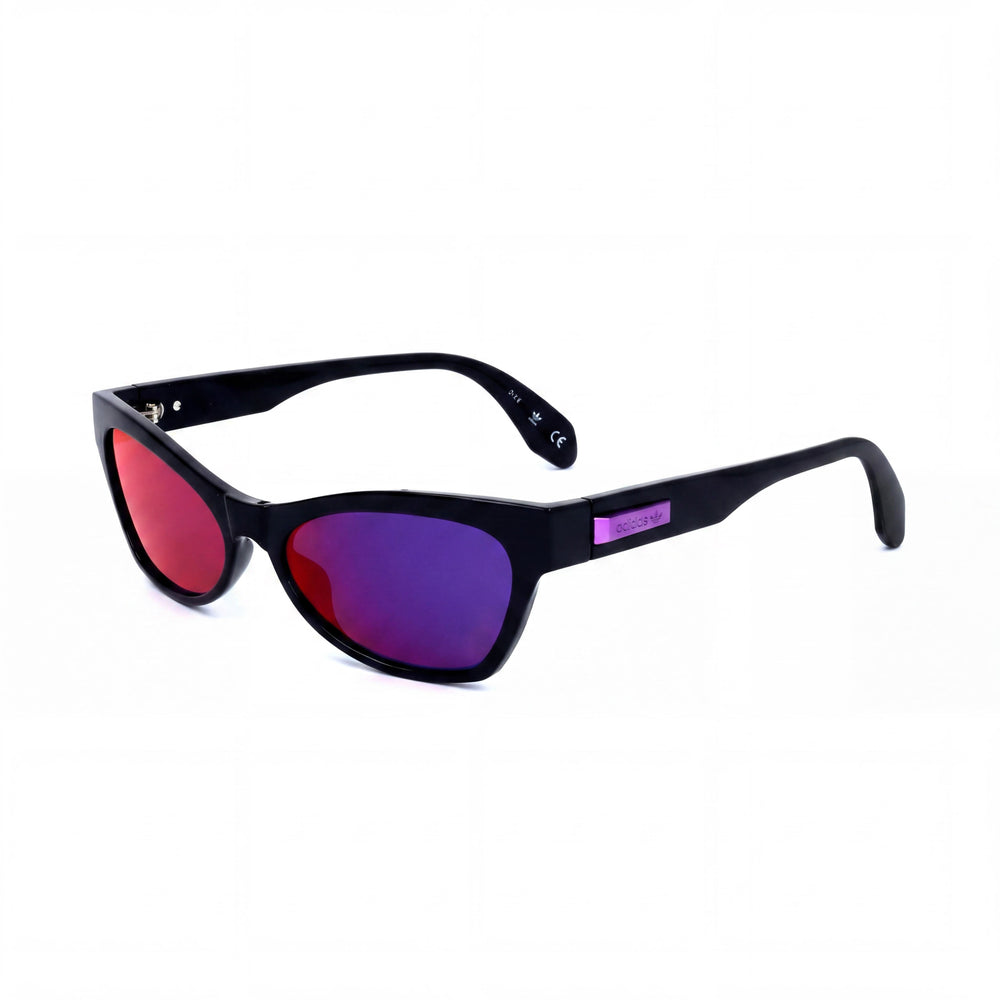 Gafas de sol adidas Casual para mujer, de plástico negro brillante, con lentes violetas degradadas o espejadas, no polarizadas, de 54 mm