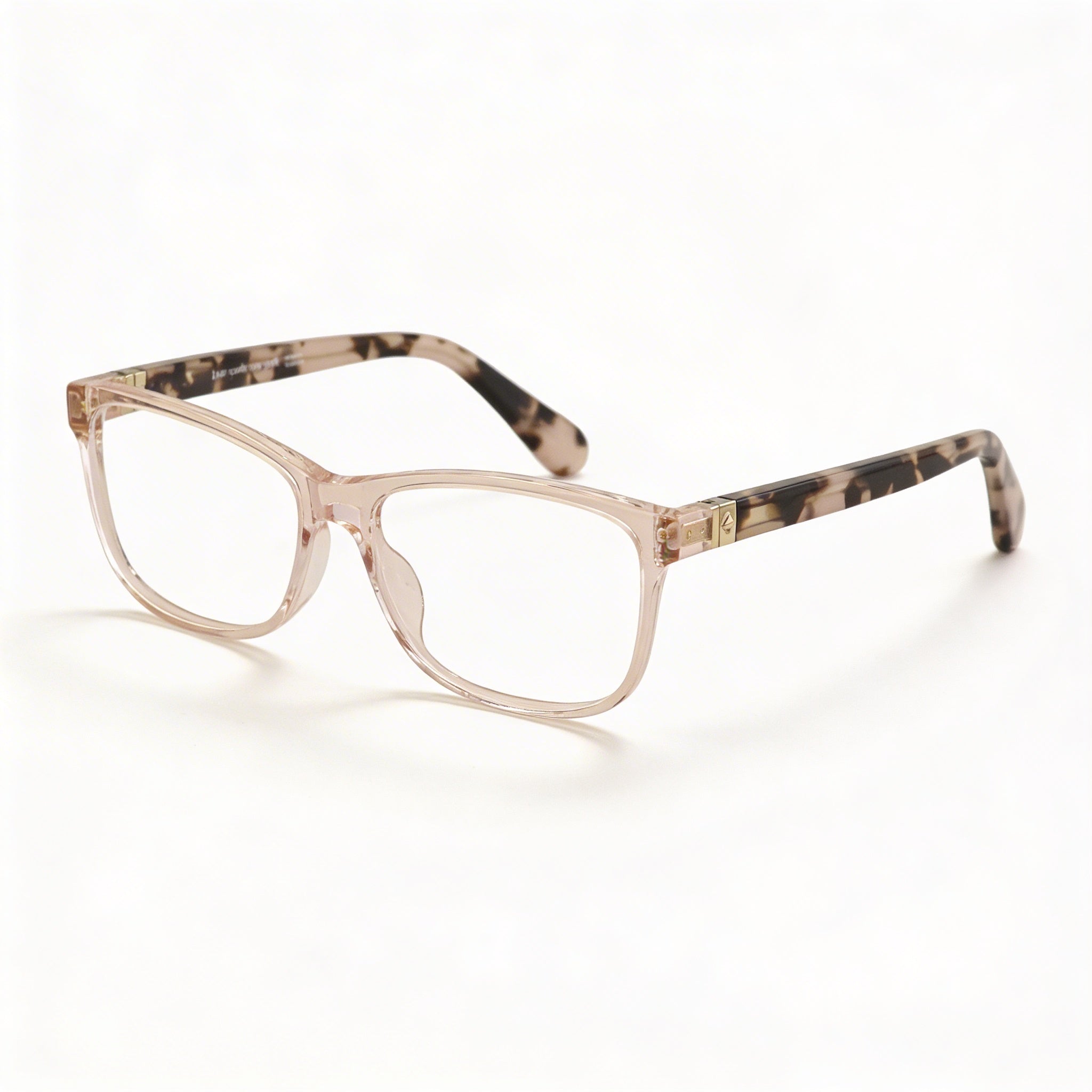 Kate Spade New York Calley Women's Plastic Full Rim Rectangle Eyeglasses, Crystal Pink Havana, 52-15-36, Photo 1