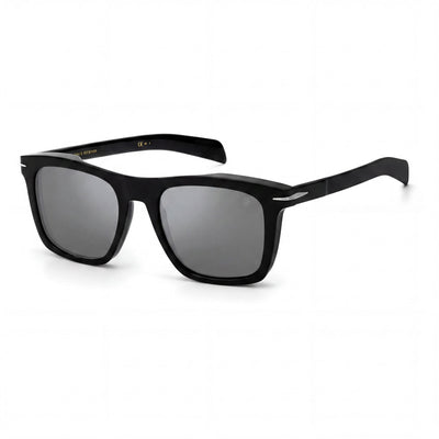Gafas de sol David Beckham DB 7000/S unisex, montura de acetato negro, lentes plateadas de espejo no polarizadas, 51 mm