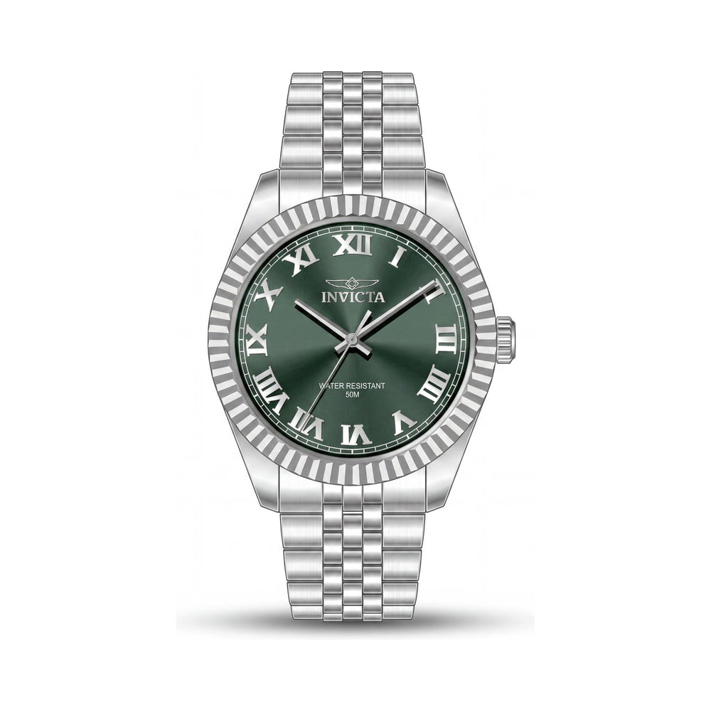 Reloj Invicta Specialty 47398 unisex de acero inoxidable con esfera verde y cristal mineral de cuarzo, 43 mm