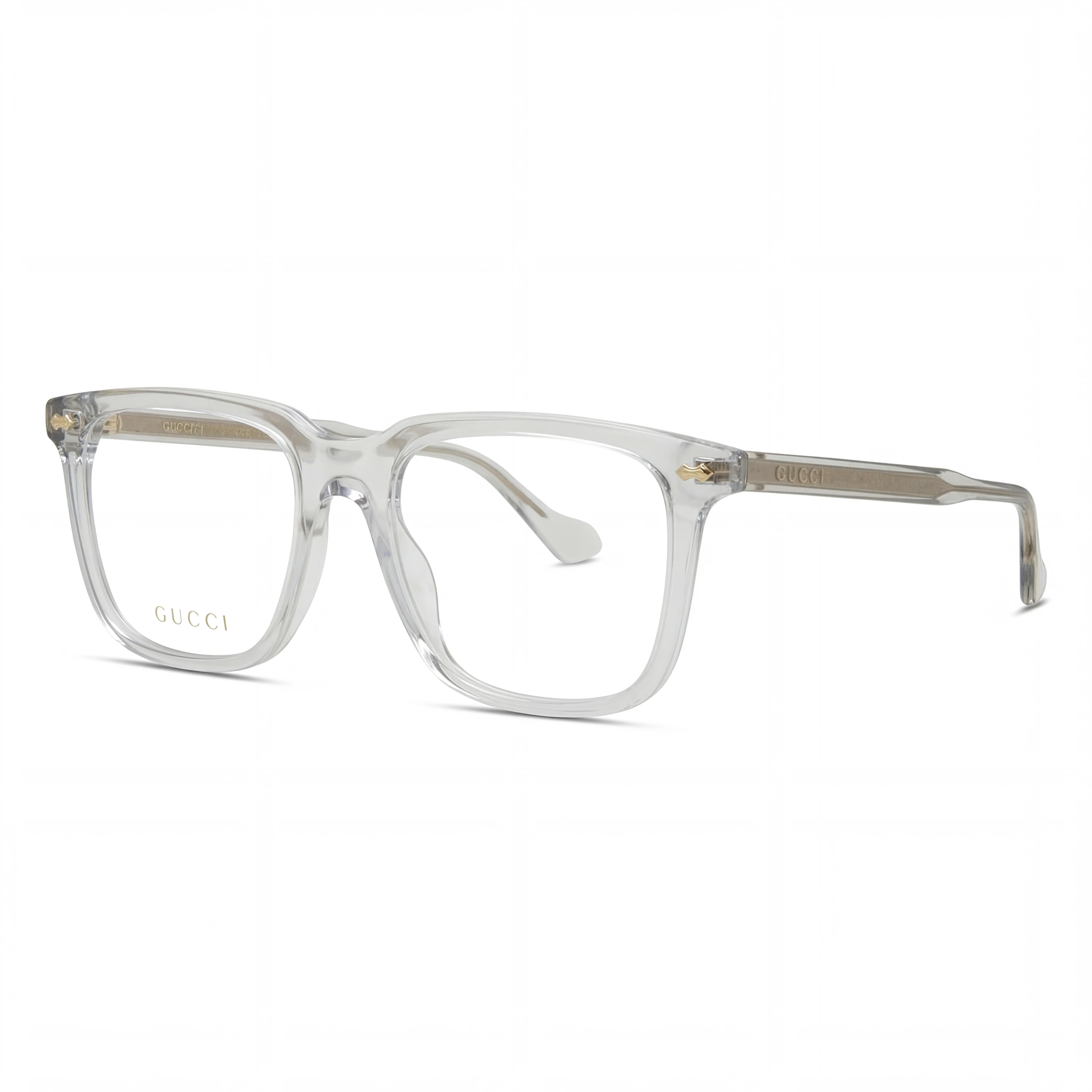 Gucci Men's Gucci Logo GG0737O Shiny Transparent Grey Acetate Rectangular Full Rim Eyeglasses 56mm, Photo 1