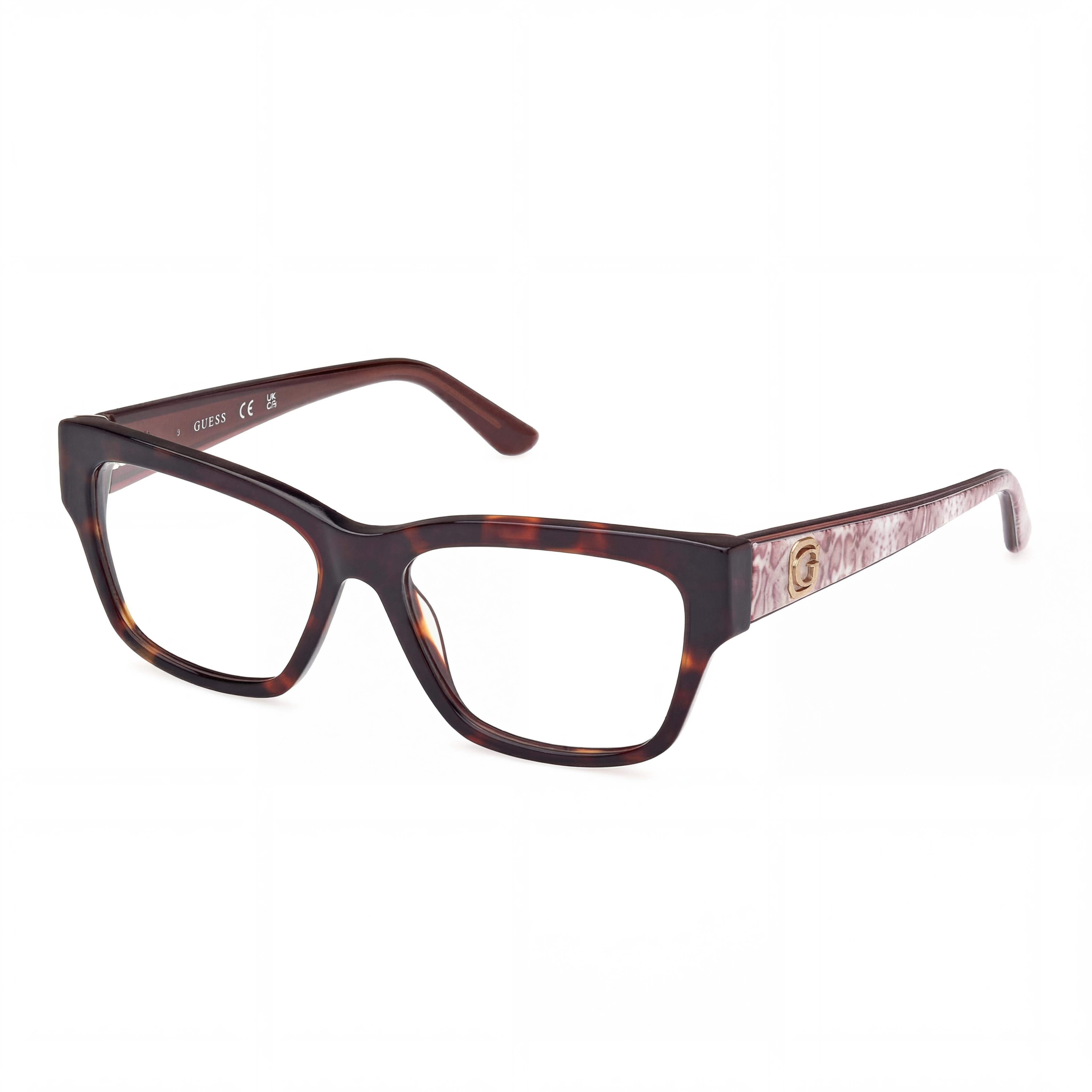 GUESS Gu50126 Women's Dark Havana Animal Monocolor Plastic Frame Non- Polycarbonate Lens Eyewear 53mm, Photo 1