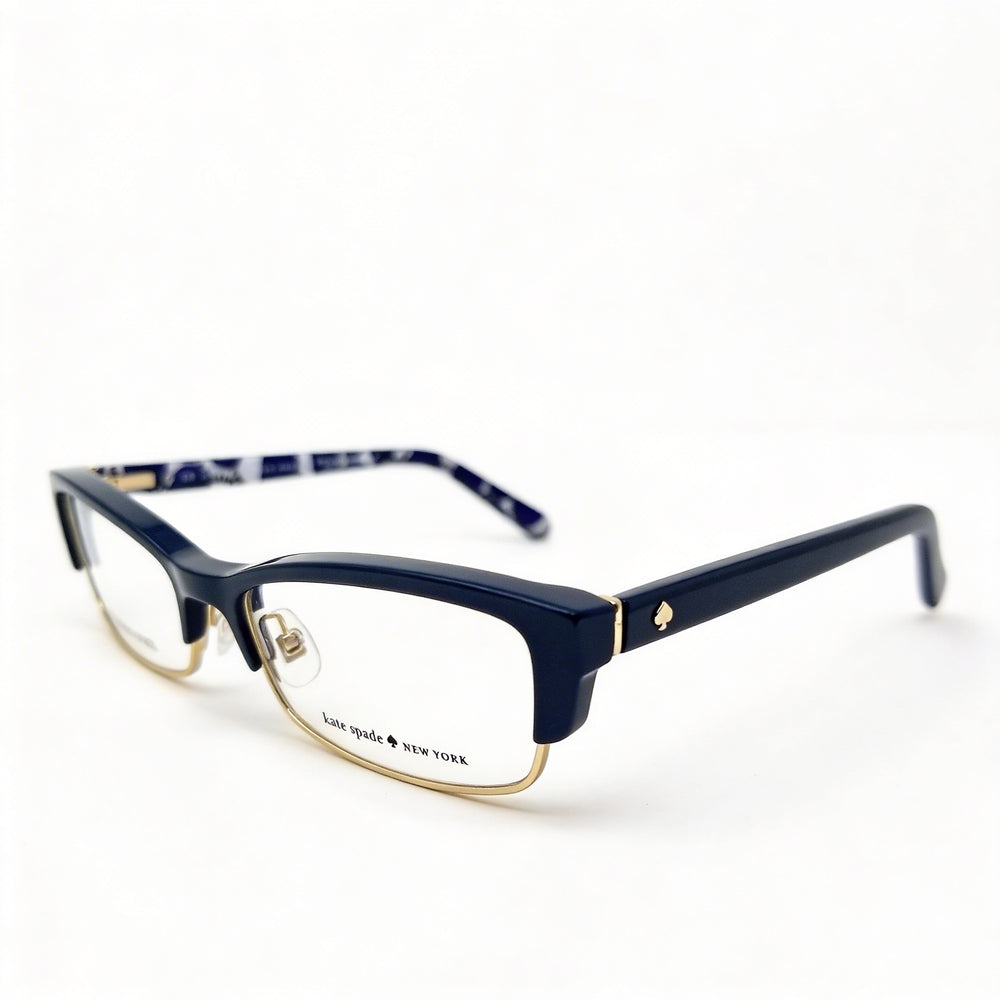 Gafas unisex Joetta de Kate Spade New York con montura de plástico con lunares azul marino y lentes transparentes, talla 52-18-135
