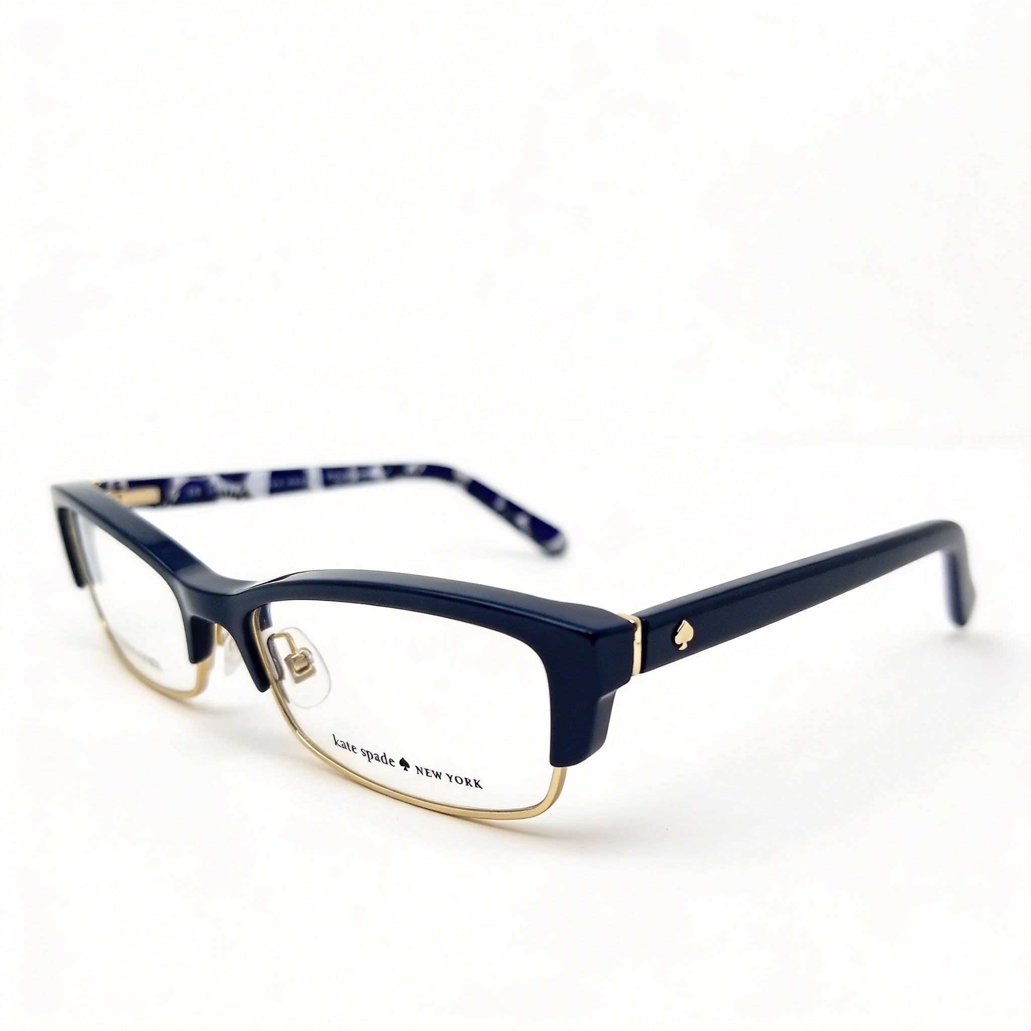 kate spade new york Joetta Unisex Eyeglasses with Navy Dots Plastic Frame, Clear Lenses, Size 52-18-135, Photo 1