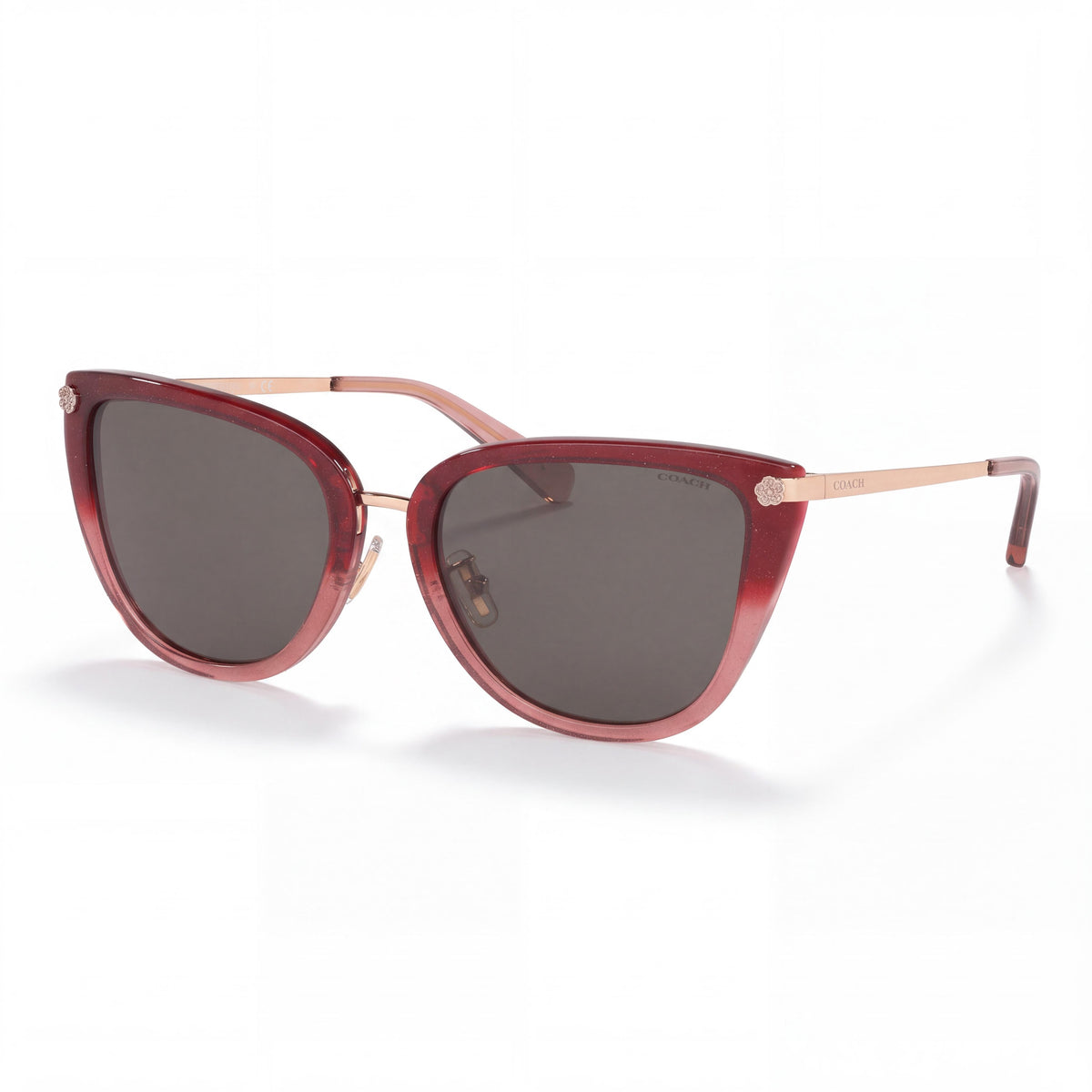Coach Hc 8276 Women's Classic Composite UV Protection Sunglasses in Grey, Burgundy Glitter Gradient with Smoke Lenses 56-19-140, Photo 1