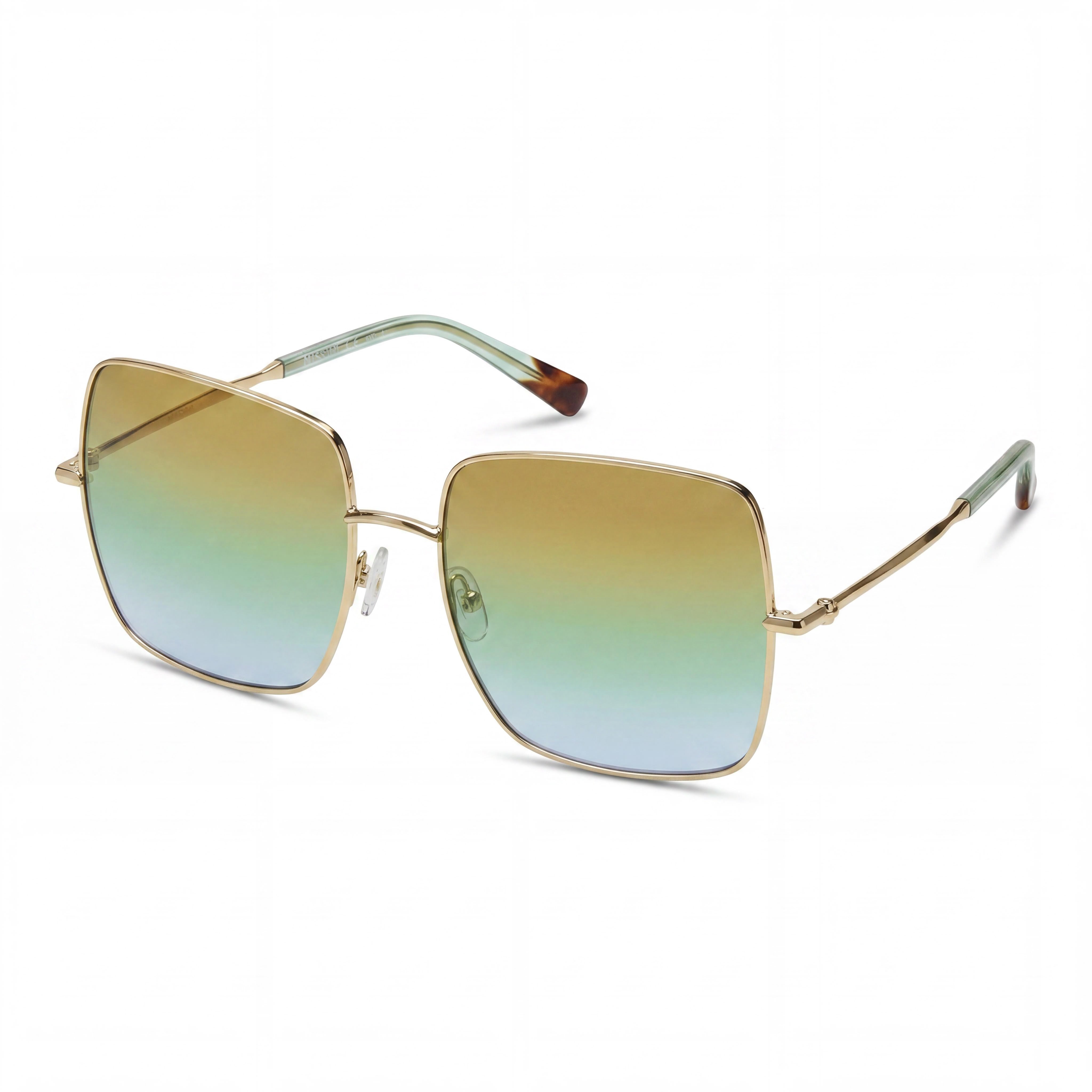 Gafas de sol Missoni Classic cuadradas de acero inoxidable dorado marrón verde degradado 100% protección UV para mujer 58mm, Photo 1
