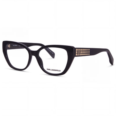 KARL LAGERFELD Modern Women's Sunglasses with Black Injected Frame and Black Polycarbonate Lenses, Size 53mm