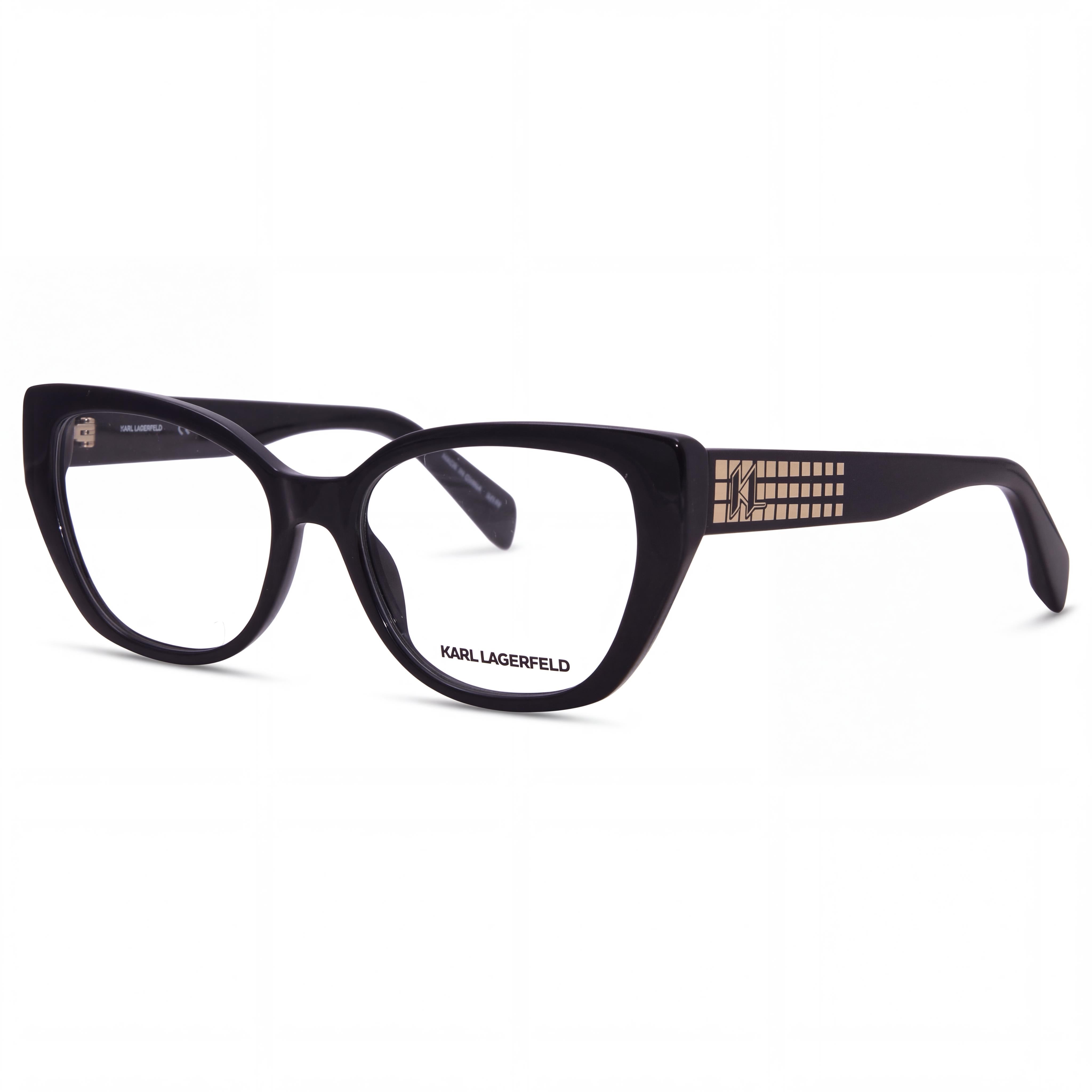KARL LAGERFELD Modern Women's Sunglasses with Black Injected Frame and Black Polycarbonate Lenses, Size 53mm, Photo 1