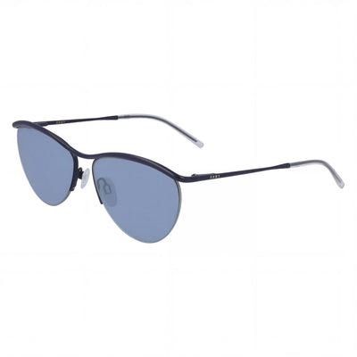 Gafas de sol DKNY Dk107s para mujer, estilo ojo de gato, con protección UV, sin polarizar, montura azul marino y lentes azules de 56 mm