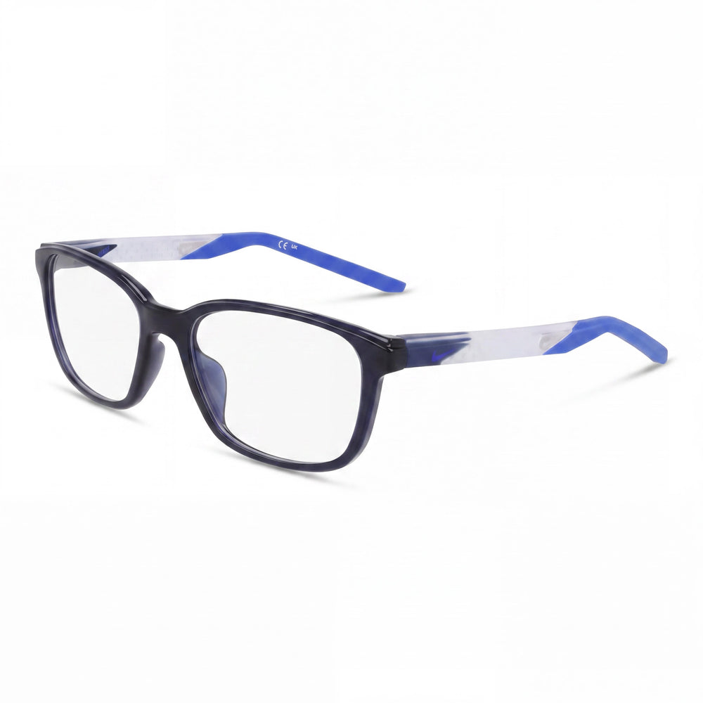 Nike Classic Unisex Eyeglasses with Obsidian Acetate Frame and Transparent Polycarbonate Lenses, 55mm Lens Width