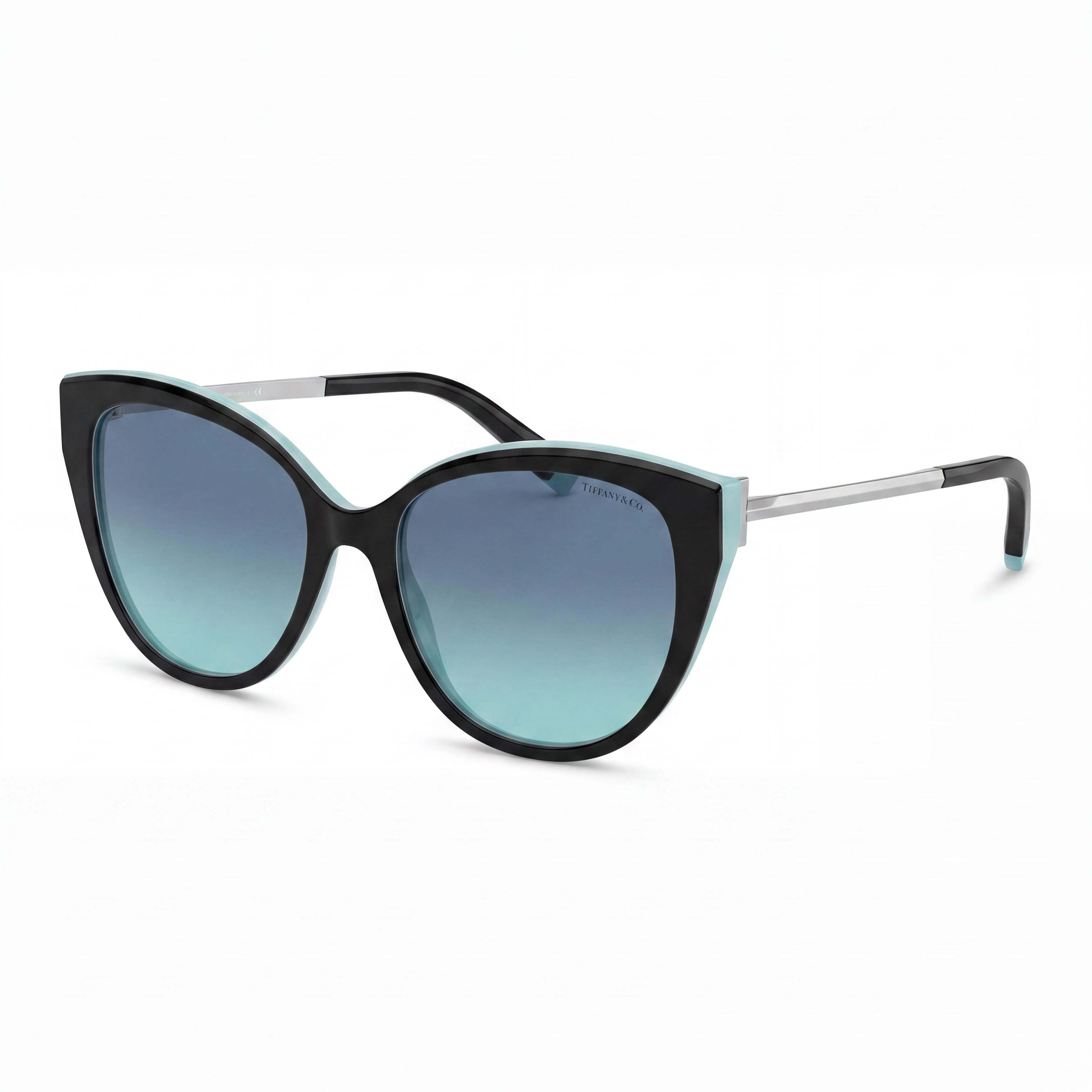 Tiffany & Co. TF 4166 Women's Plastic Cat Eye Sunglasses Black Blue Frame Blue Gradient UV400 55mm, Photo 1