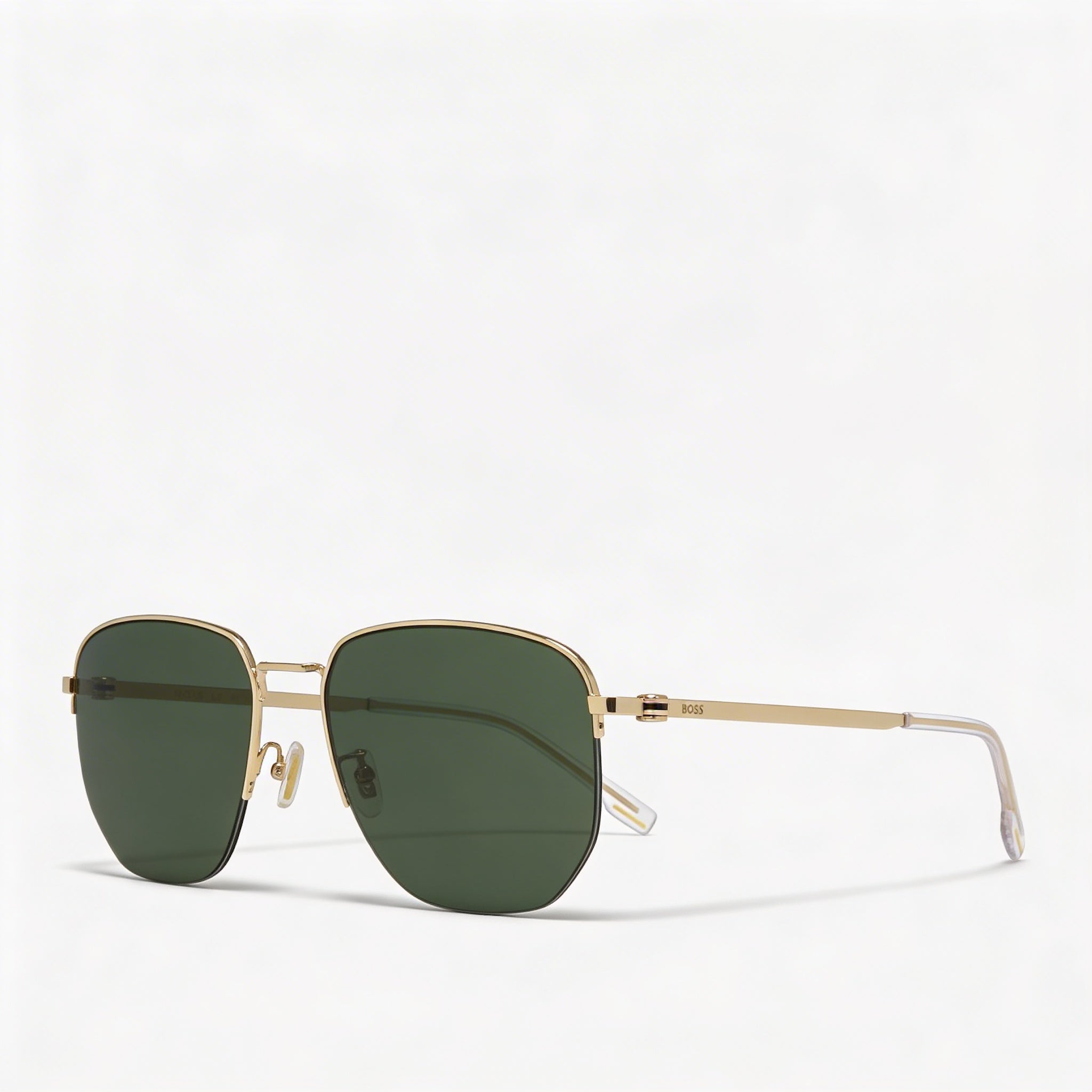 Hugo Boss BOSS 1538/F/SK Gafas de Sol Unisex de Acero Inoxidable con Montura Verde Dorada, Lentes Verdes No Polarizadas y Protección UV 57mm, Photo 1