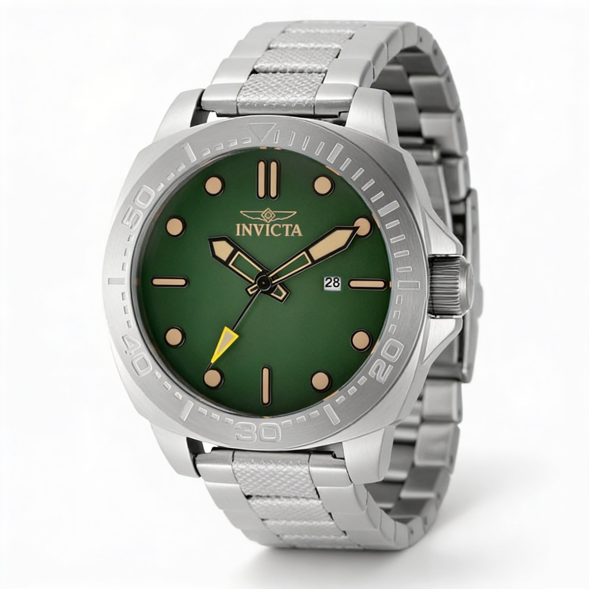 Reloj Invicta Speedway 49100 para hombre, movimiento de cuarzo, caja y pulsera de acero inoxidable plateado, esfera verde, 46 mm, Photo 1
