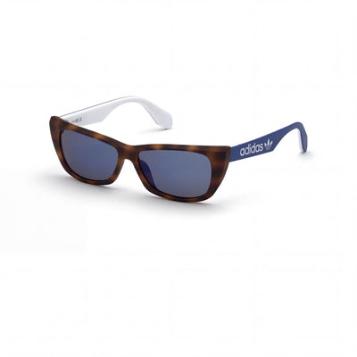 Gafas de sol adidas Originals Contemporaneo para mujer, forma de gato, de plástico, con montura marrón/azul, espejadas, azules, no polarizadas, 55 mm