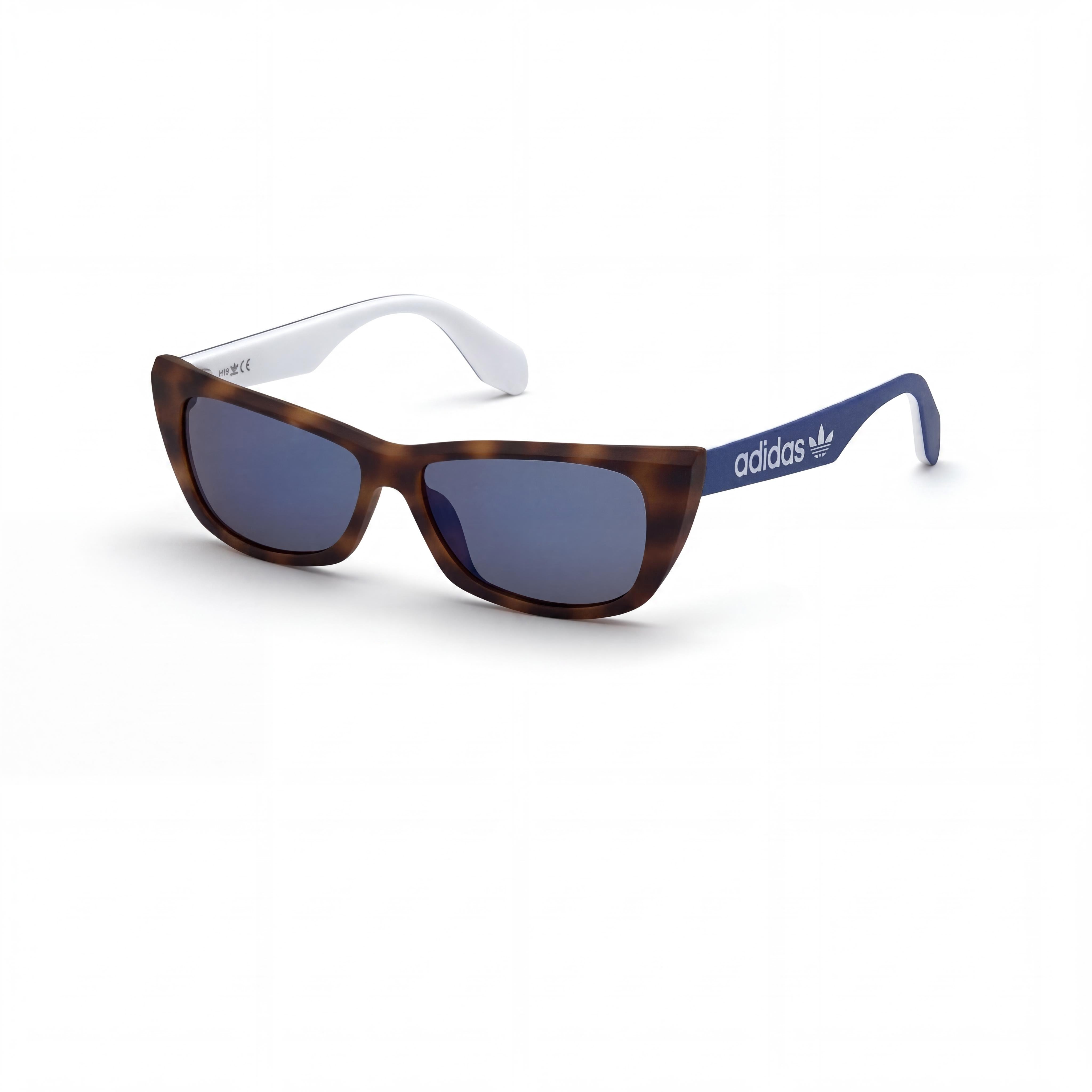 Gafas de sol adidas Originals Contemporaneo para mujer, forma de gato, de plástico, con montura marrón/azul, espejadas, azules, no polarizadas, 55 mm, Photo 1