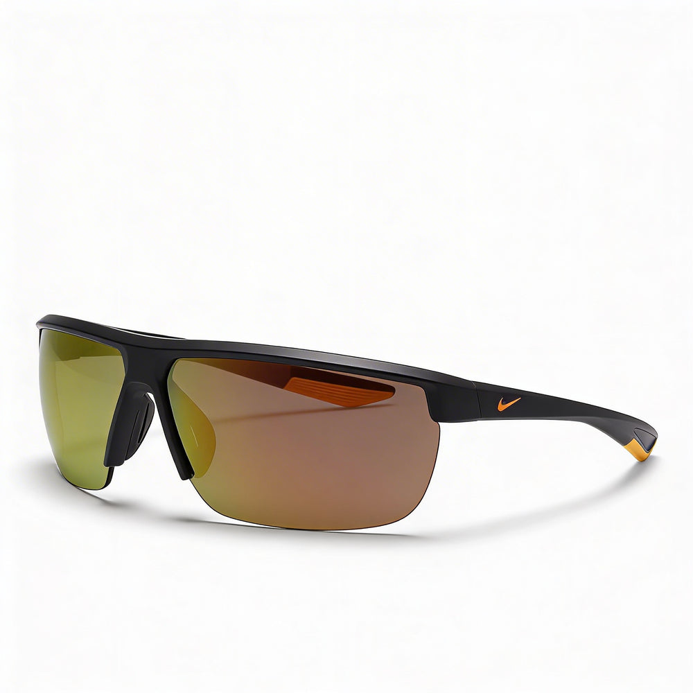 Nike Tempest Unisex Plastic Sunglasses, Gridiron Total Orange Frame, Brown Orange Mirror Lenses, 60mm UV Protected