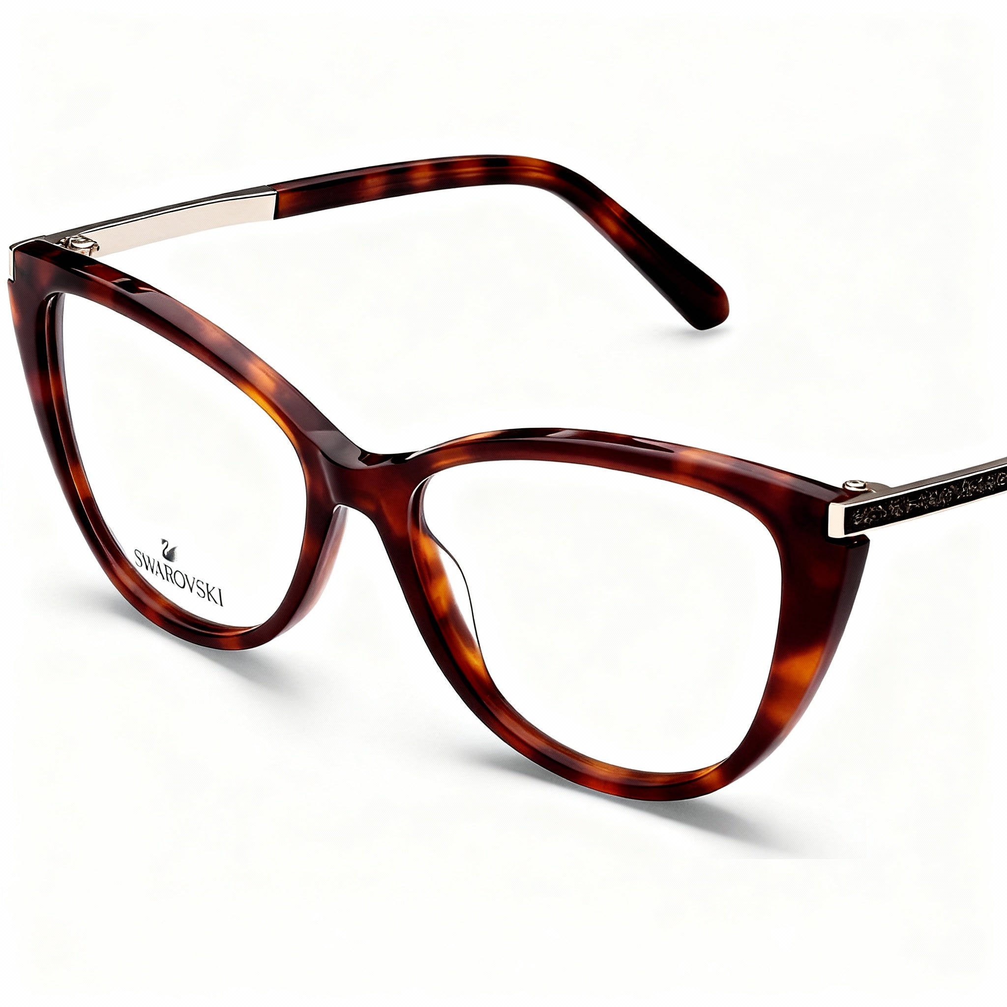Swarovski CAT'S EYE Women's Dark Havana Acetate Eyeglass Frames 53mm Non-Polarized