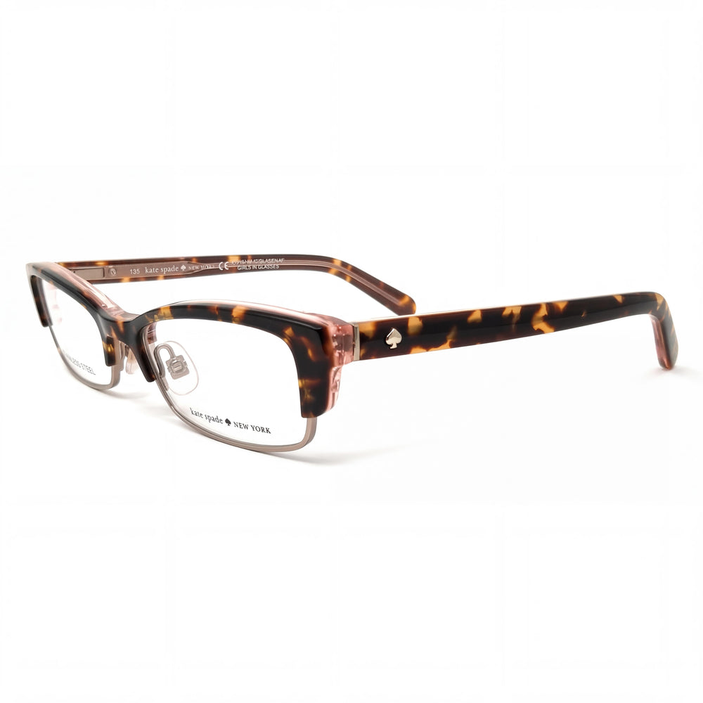 Kate Spade New York Joetta Unisex Rectangular Eyeglasses with Metal Frame, Tortoise Blush, Size 52-18-135