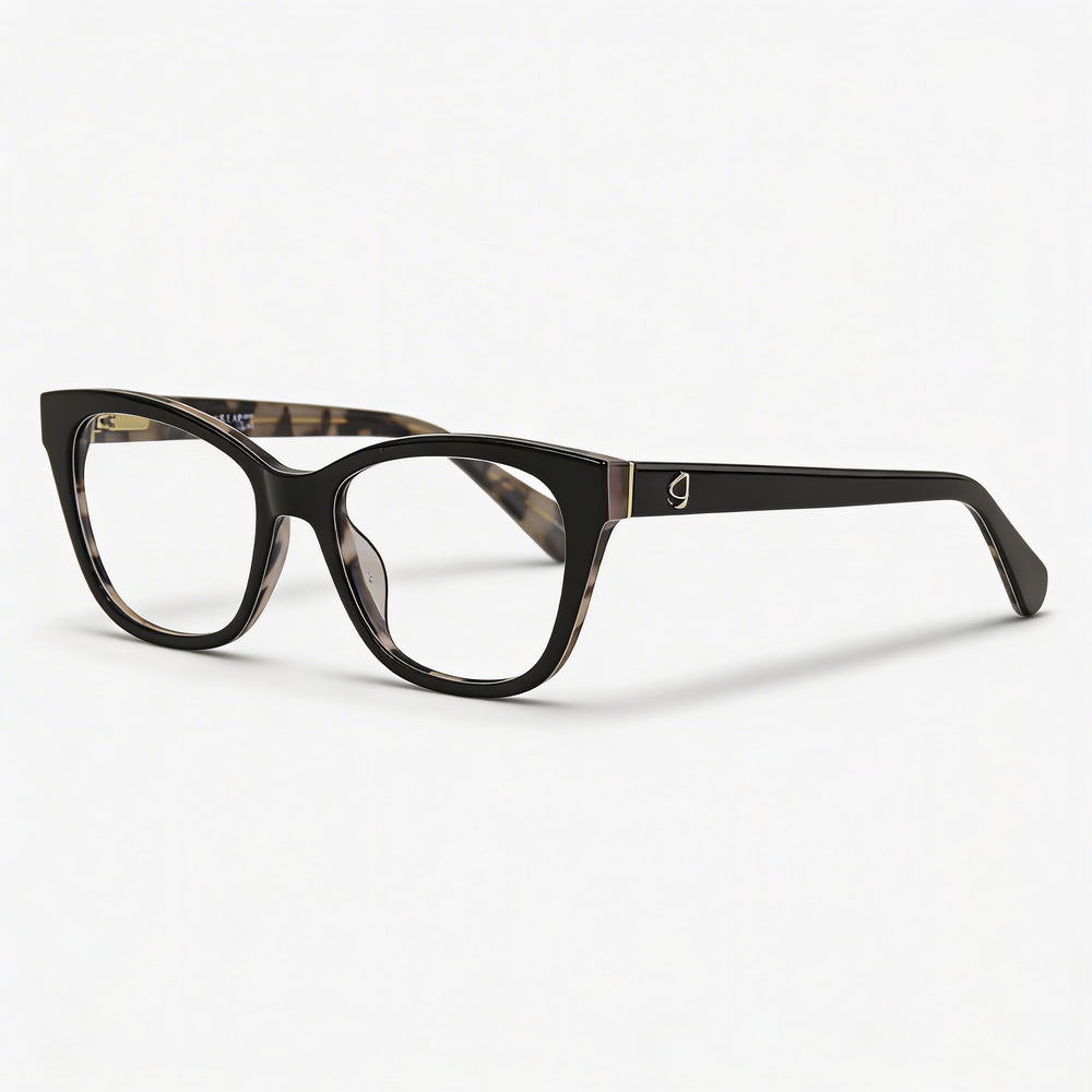 Kate Spade New York Carolan - Montura de plástico con forma de ojo de gato para mujer, color negro, rosa, habano, lentes de policarbonato negro, talla 50-17