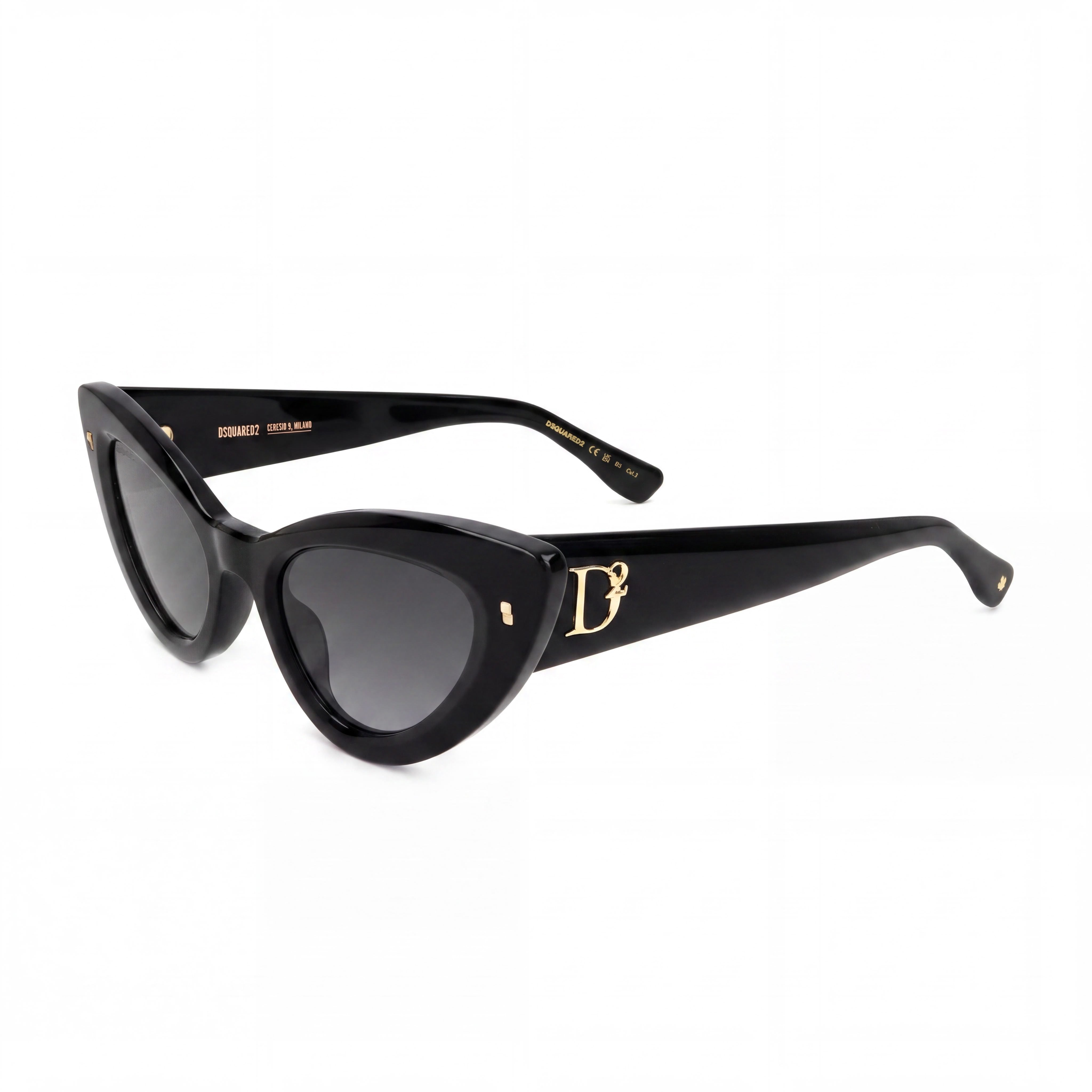 DSQUARED2 Modern Unisex Acetate Black 51mm Sunglasses with UV Protection, Dark Grey Shaded Lenses, Photo 1