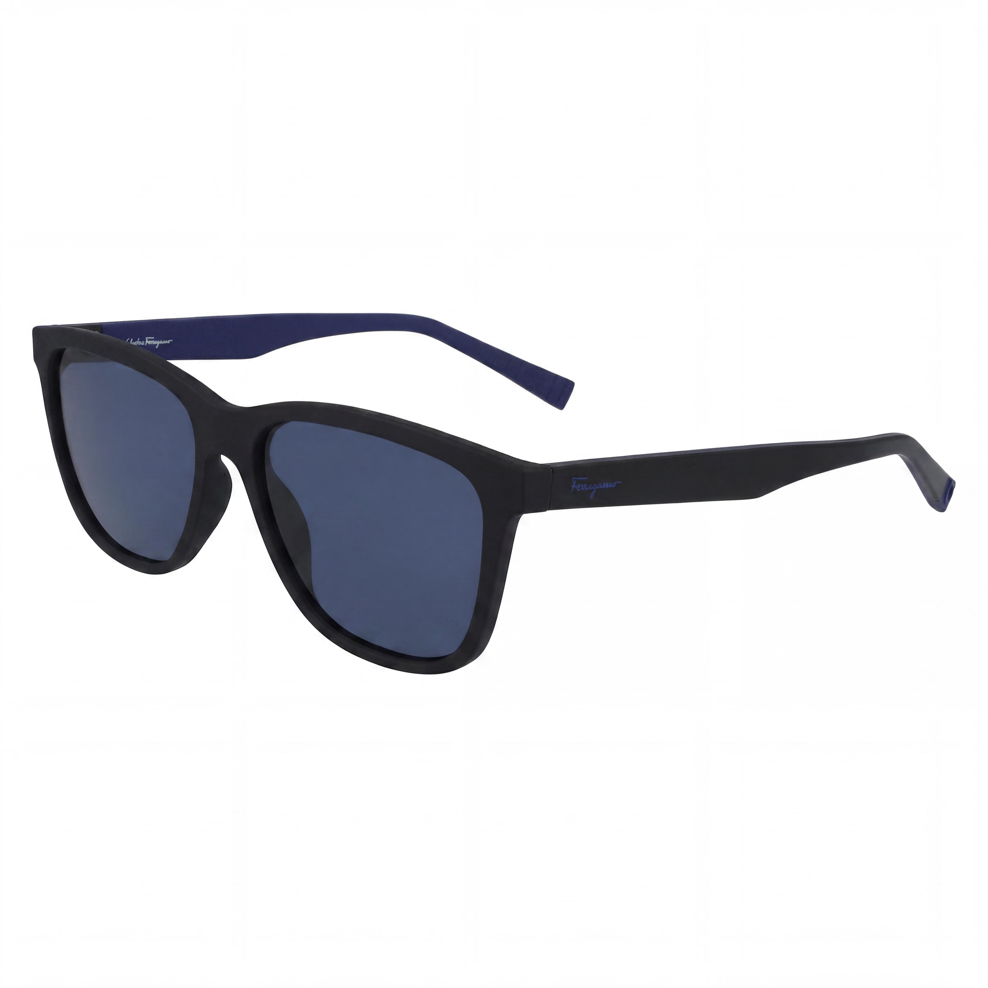 Gafas de sol unisex Salvatore Ferragamo SF998S con montura rectangular modificada, inyectadas en negro mate y azul, 100 % UV, 57 mm, Photo 1