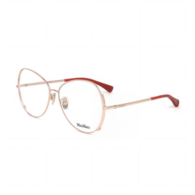 Gafas metálicas MaxMara MM5001-H para mujer con montura de oro rosa brillante y lentes transparentes personalizables de 57 mm