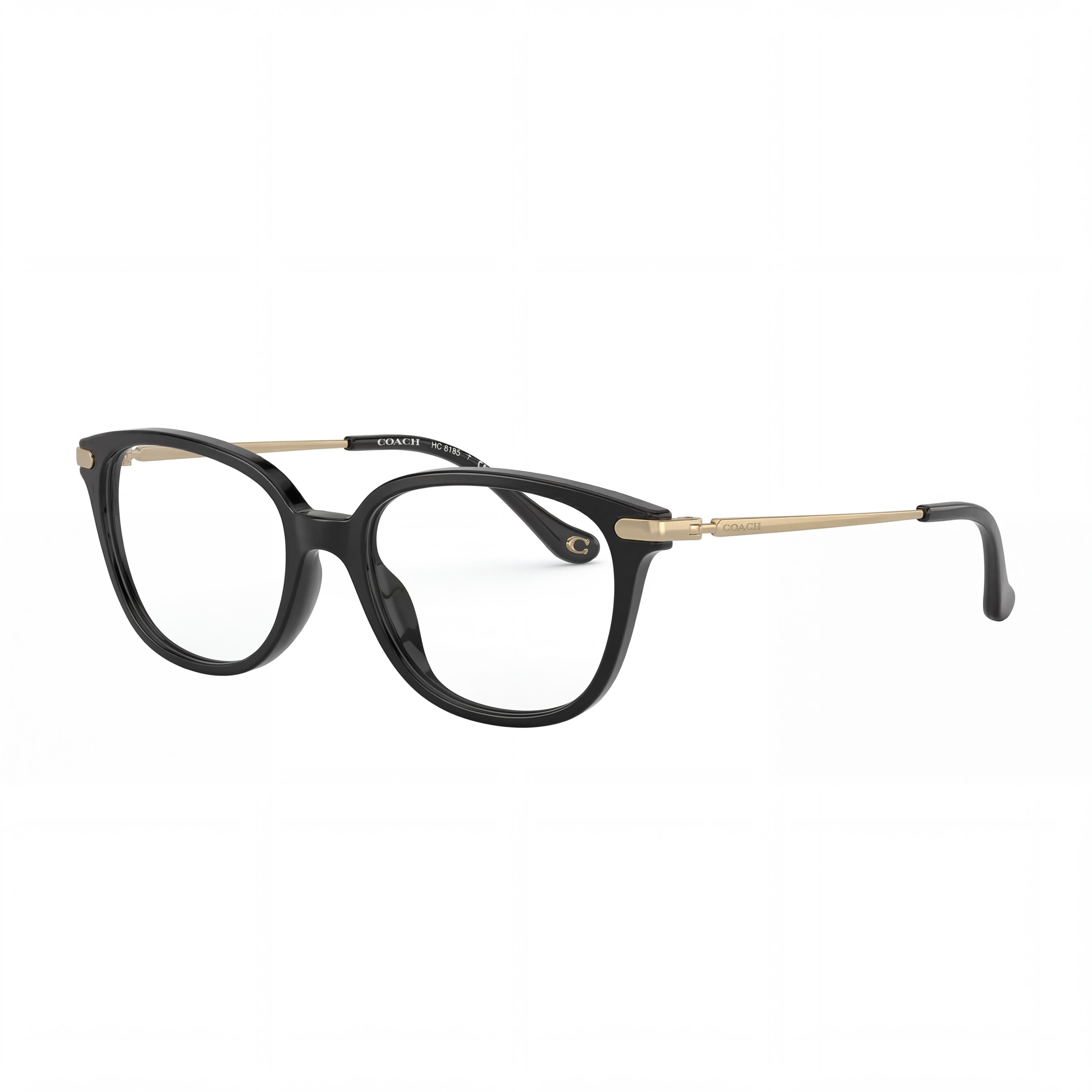 Coach HC6185 Women's Black Metal Frame Square Full Rim Eyeglasses with Demo Lenses, 52mm Lens Width, Photo 1