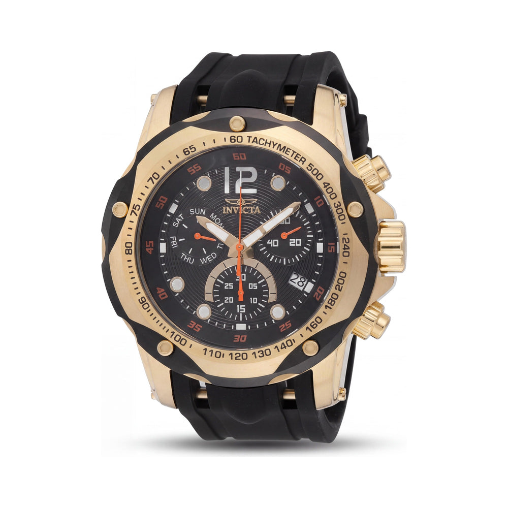 Reloj Invicta Speedway 49841 de 51 mm, informal, unisex, de cuarzo, correa de silicona, esfera negra, caja de acero inoxidable dorado
