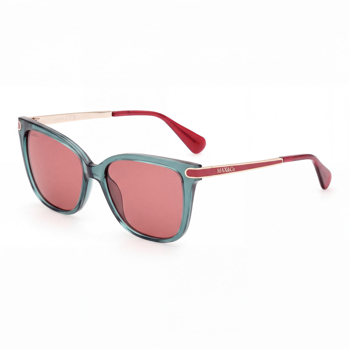 Max & Co. Modern Style Sunglasses for Women, Shiny Light Green Frame and Lenses, 55-16-140, Photo 1
