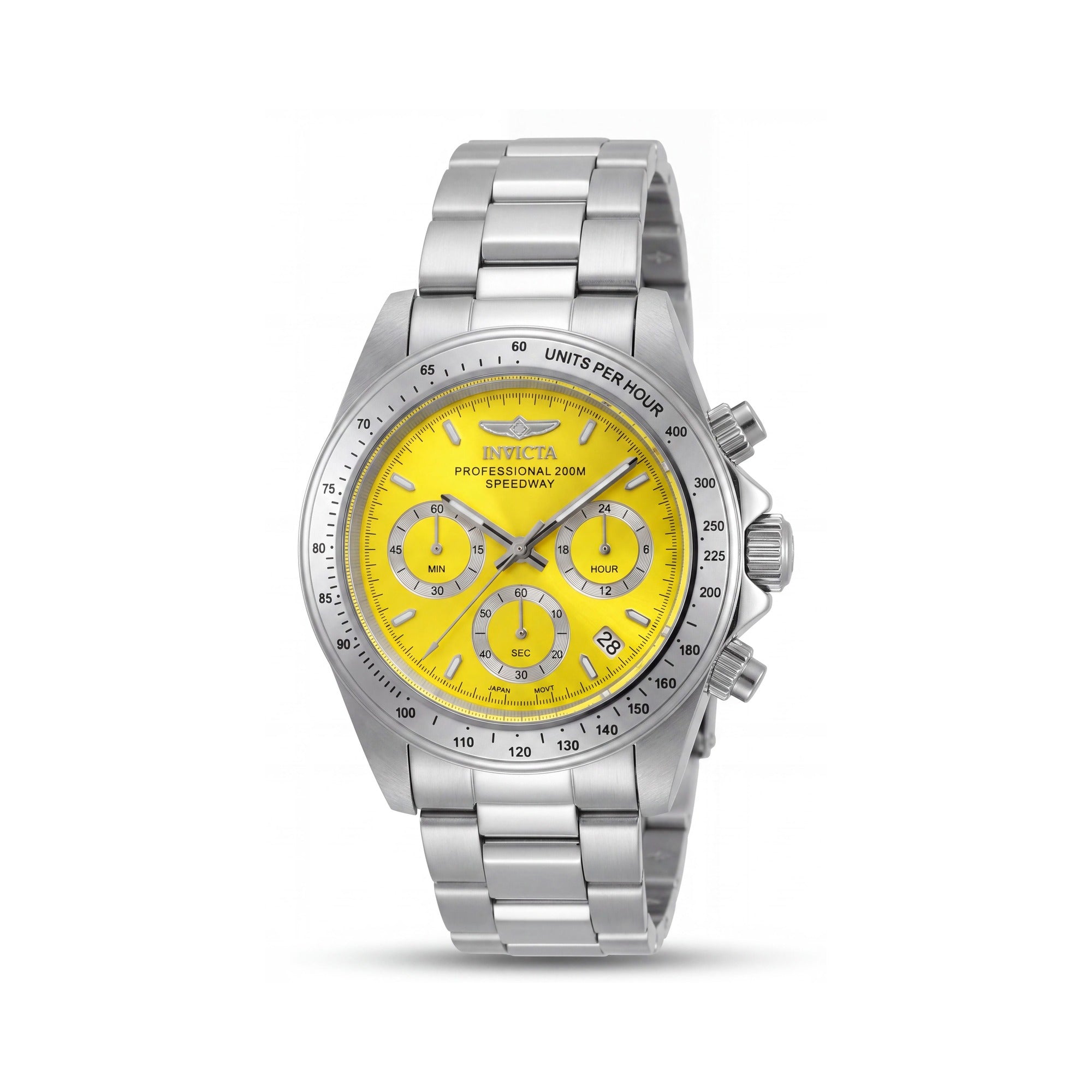 Invicta 14383 Chronograph Quartz Movement Unisex Watch Yellow Silver Dial Stainless Steel Tachymeter 200m WR, Photo 1