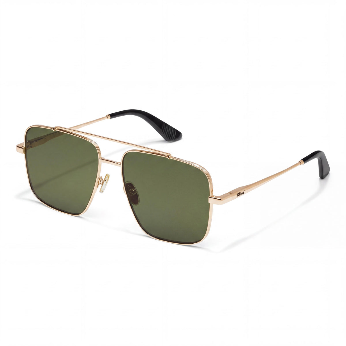 QUAY AUSTRALIA Level Out Men's Gold Metal Green Polarized Lenses UV Protected Sunglasses 60mm, Photo 1