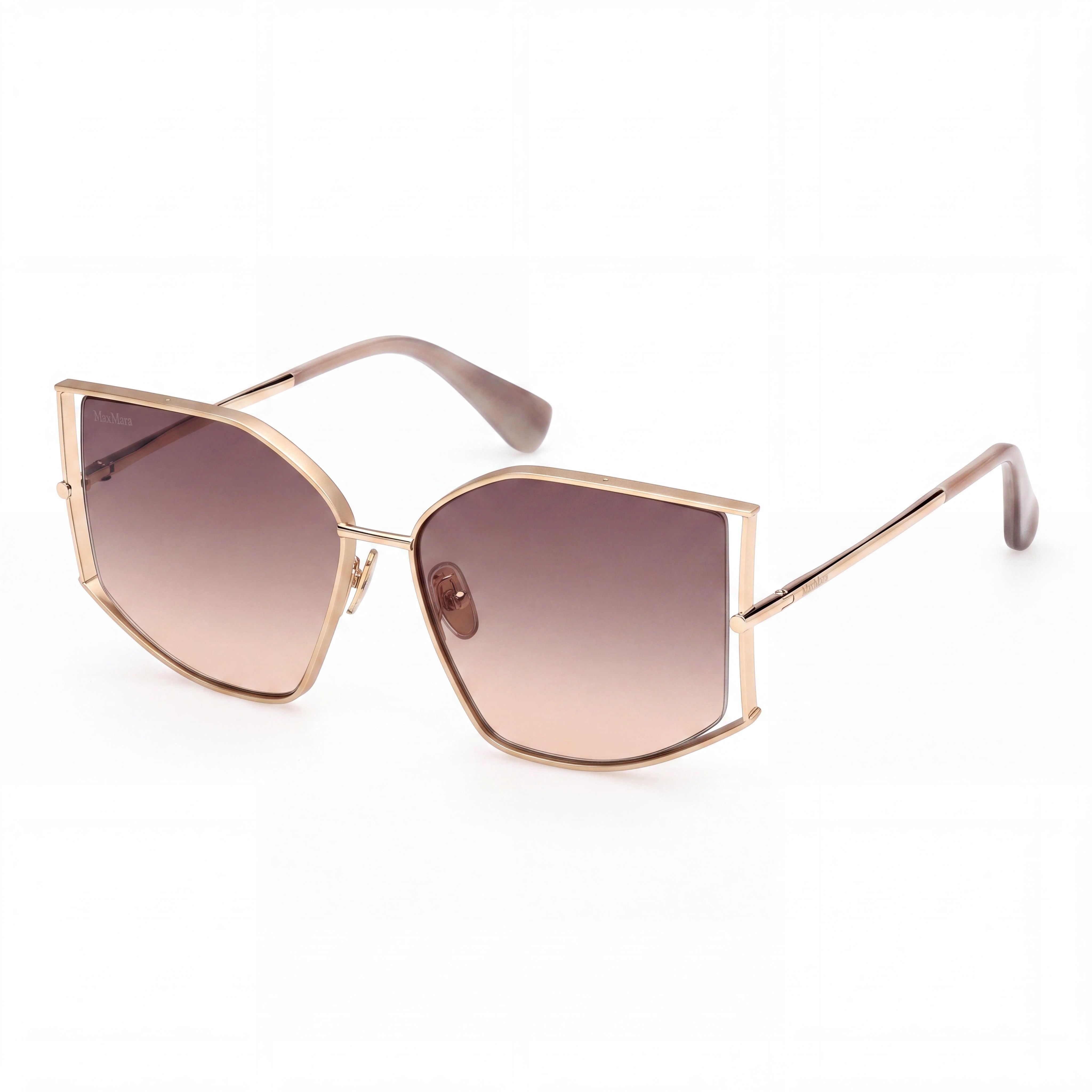 Gafas de sol MaxMara Mm0142 para mujer, montura de metal, color oro pálido, degradado marrón, 59mm, Photo 1