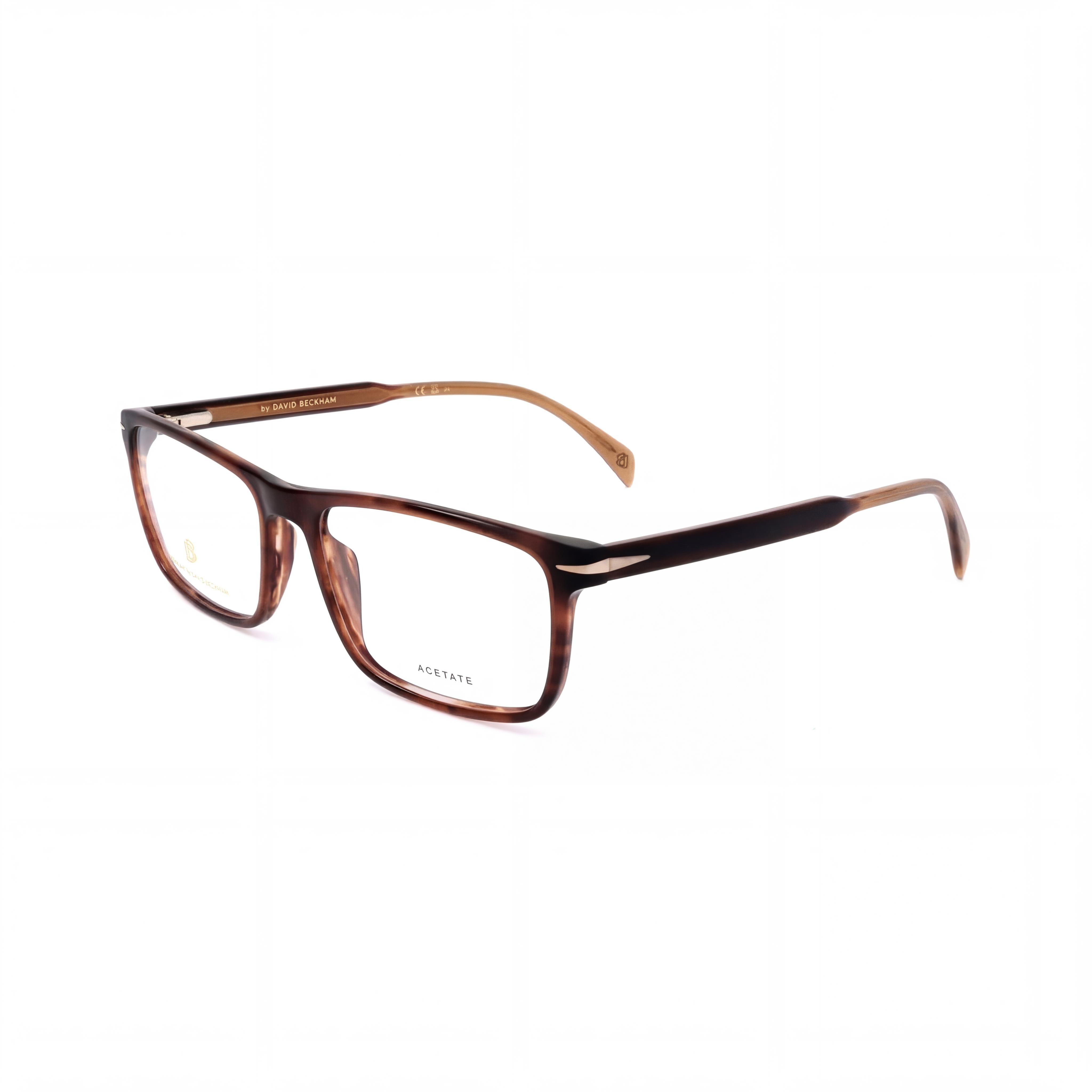 David Beckham Casual Men's Optical Eyeglasses, featuring a Brown Horn Acetate Frame with 58mm Lens Width, Photo 1