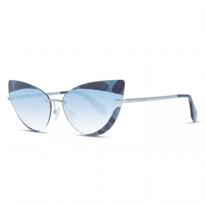 adidas Lentes de Sol Clásicos Unisex con Marco de Metal Brillante Azul Claro y Plateado y Lentes Degradados Verdes, Ancho 64 mm