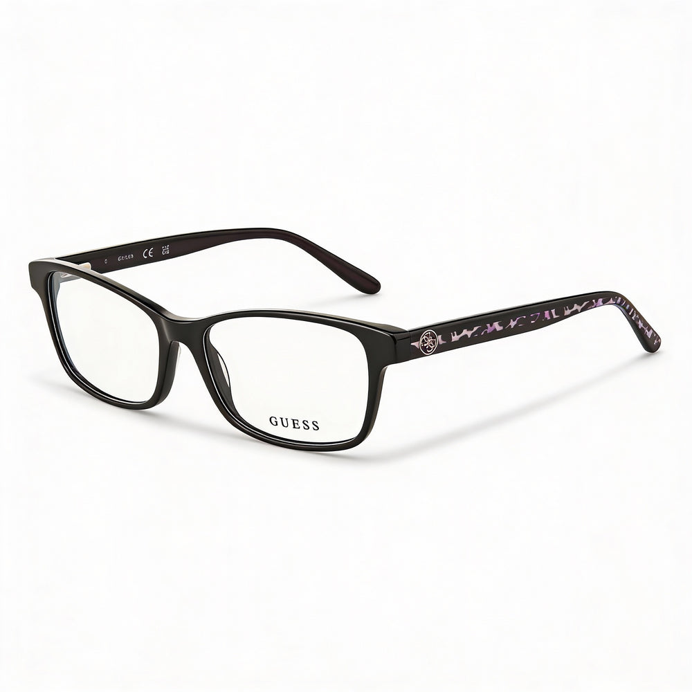 Gafas GUESS Gu2874 para mujer, de plástico, rectangulares, monocolor, con montura completa, no polarizadas, color negro brillante, 53 mm