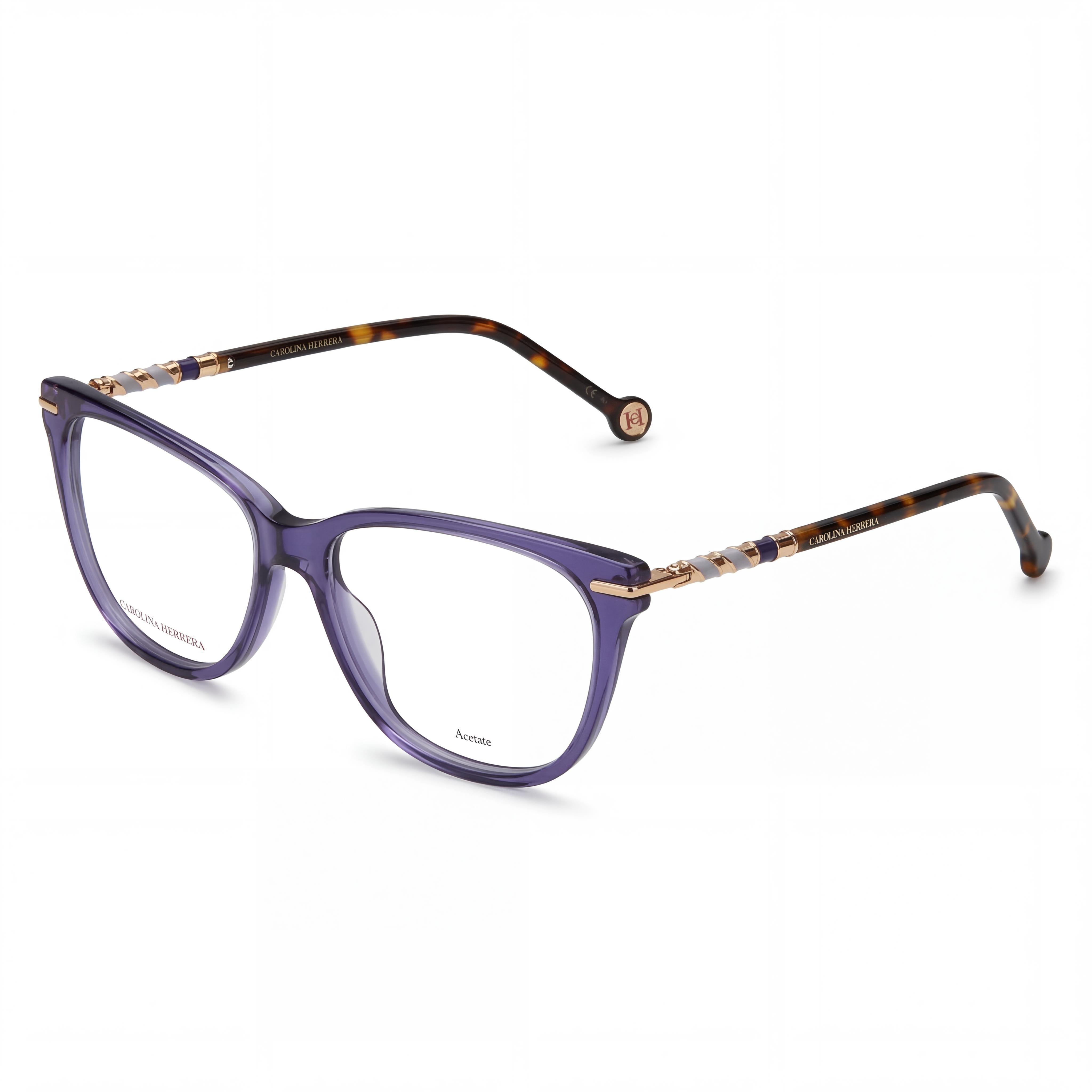 Gafas de Sol Modernas para Mujer Carolina Herrera con Montura de Acetato y Lentes de Policarbonato en Violet Havana - Lente de 56 mm, Photo 1