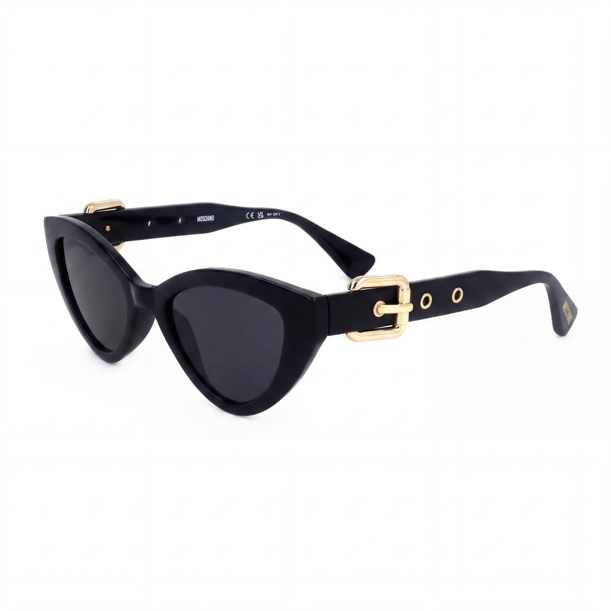 Moschino Modern MOS142/S Women's Cat Eye Sunglasses, Black Dark Grey Plastic Frame, Black Lenses, 100% UV Protection, Non-Polarized 51mm, Photo 1