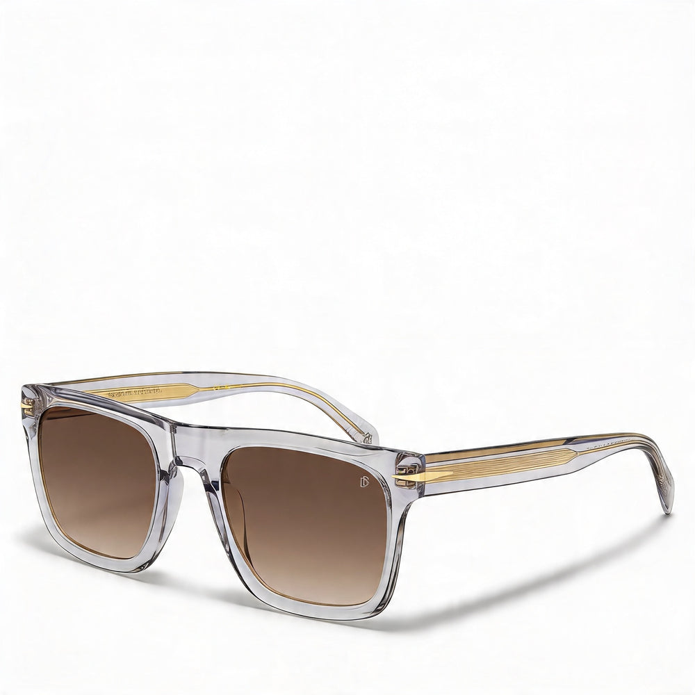 Beckham Modern Men's Acetate Crystal Grey Sunglasses with Brown Shaded Polycarbonate Lenses and UV Protection 54mm