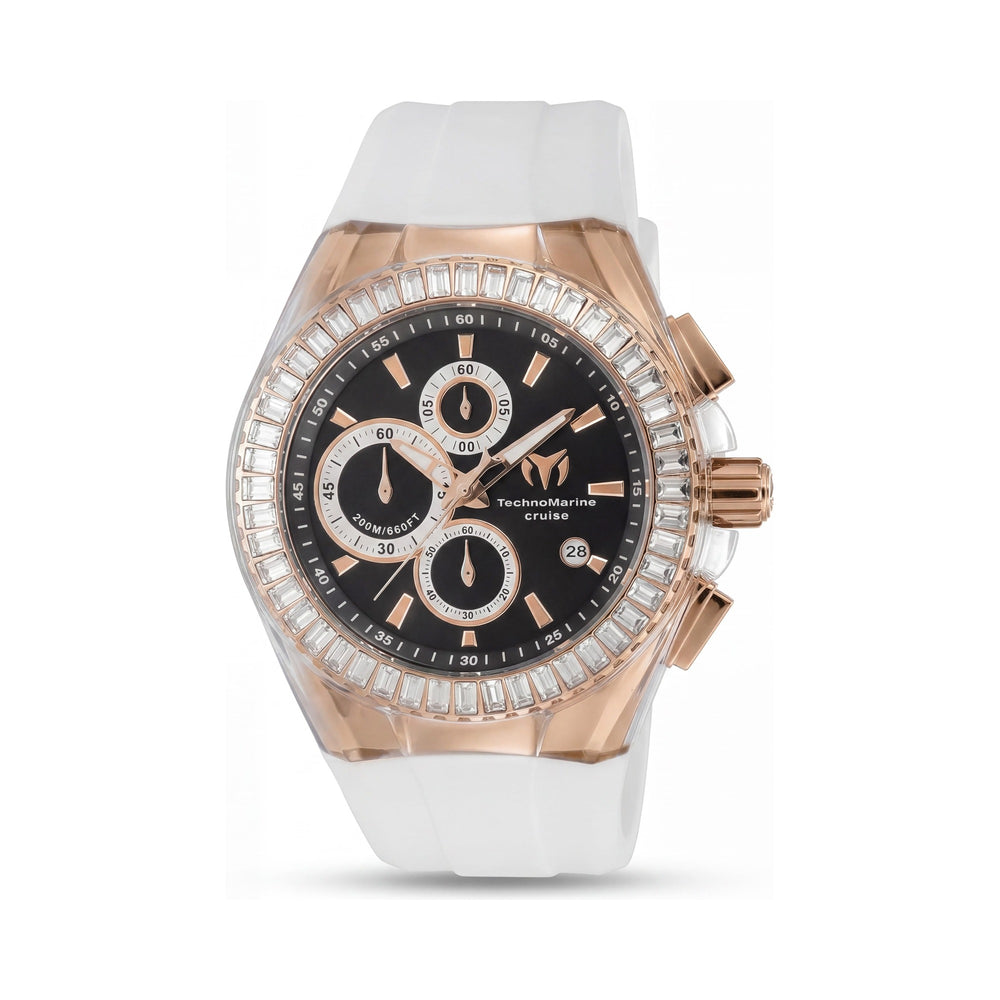 TechnoMarine TM-121160 Cruise Men's 45mm Rose Gold Tone Stainless Steel White Silicone Glow In The Dark Watch