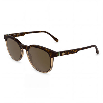 Gafas de sol Lacoste Casual para hombre con montura de plástico, protección UV 400, color habana/caramelo transparente, lentes marrones, 52 mm