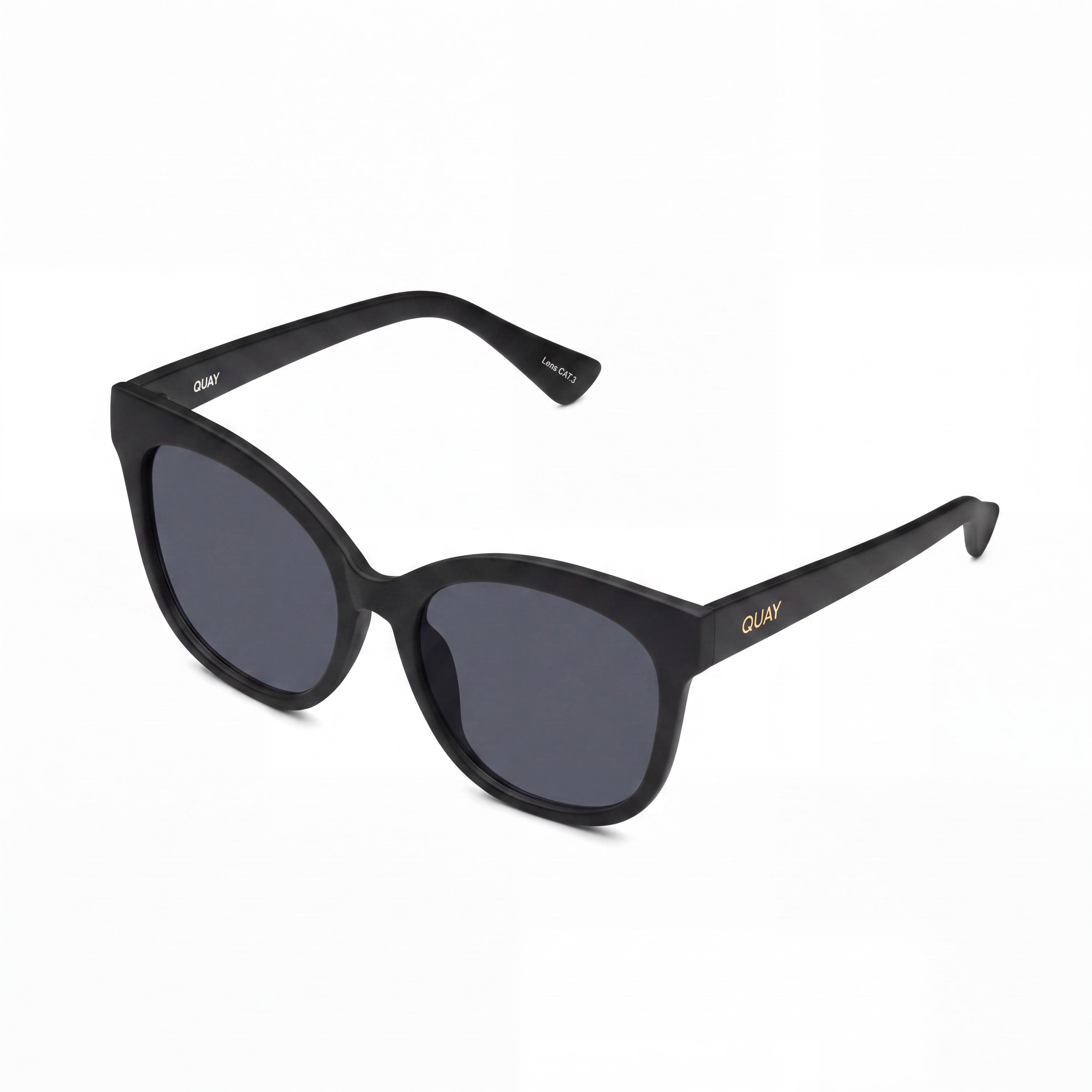 QUAY AUSTRALIA It's My Way Women's Oversized Cat Eye Black Plastic Frame Smoke Lens 100% UV Protection Sunglasses 55mm, Photo 1