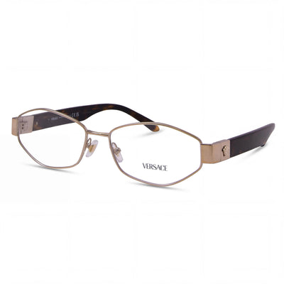Versace Classic Women's Pale Gold Metal Frame Optical Eyeglasses featuring Polycarbonate Lenses, 53mm