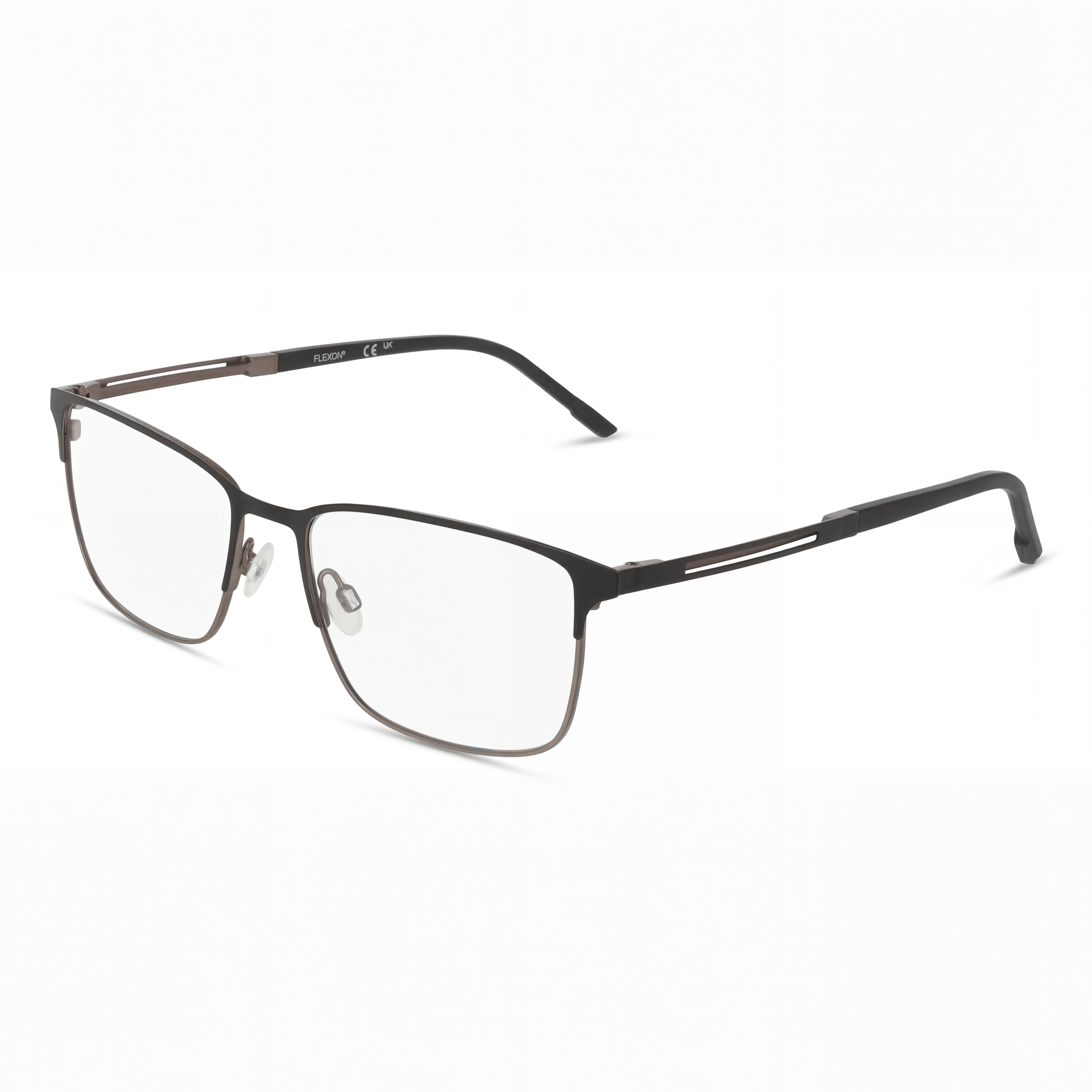 Montura de gafas oftálmicas Flexon E1160 para hombre en negro mate, ancho de lente de 57 mm, puente de 18 mm y longitud de patilla de 150 mm., Photo 1