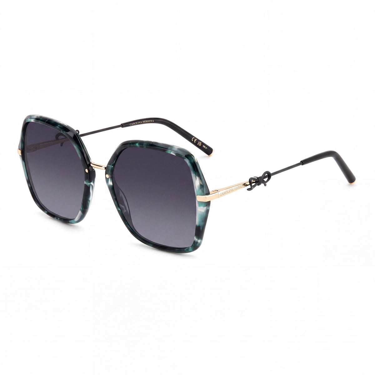 Carolina Herrera 0217/S Women's Metal Green Marble Gold Dark Grey Shaded Non-Polarized Sunglasses 57mm, Photo 1